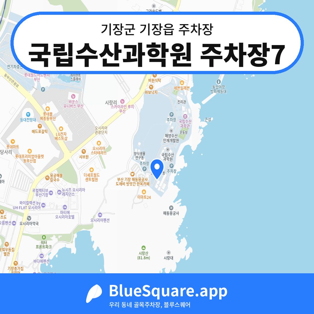 국립수산과학원 주차장7 위치 지도 — 부산 기장군 기장읍 | 블루스퀘어 주차