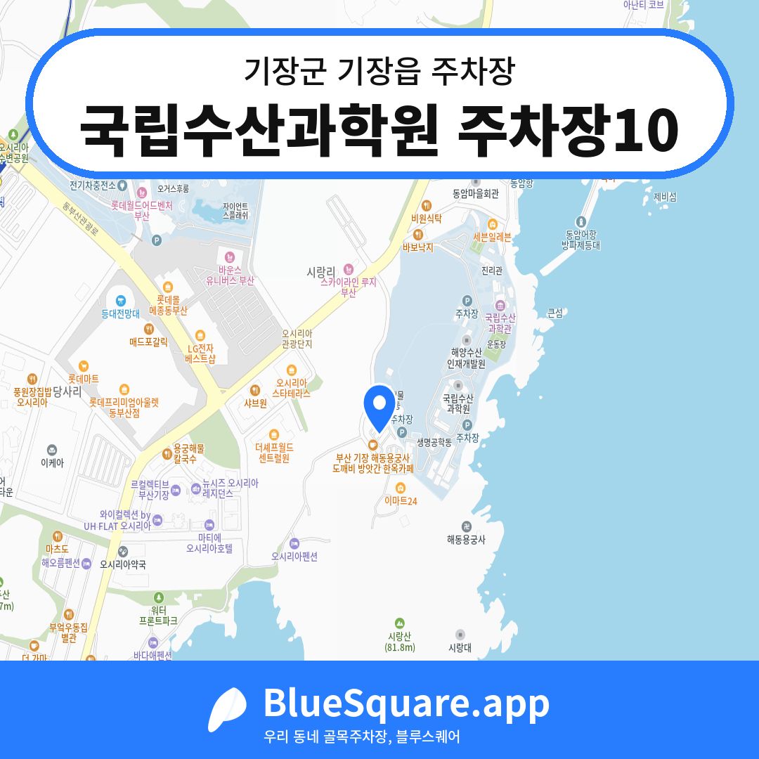 국립수산과학원 주차장10 위치 지도 — 부산 기장군 기장읍 | 블루스퀘어 주차