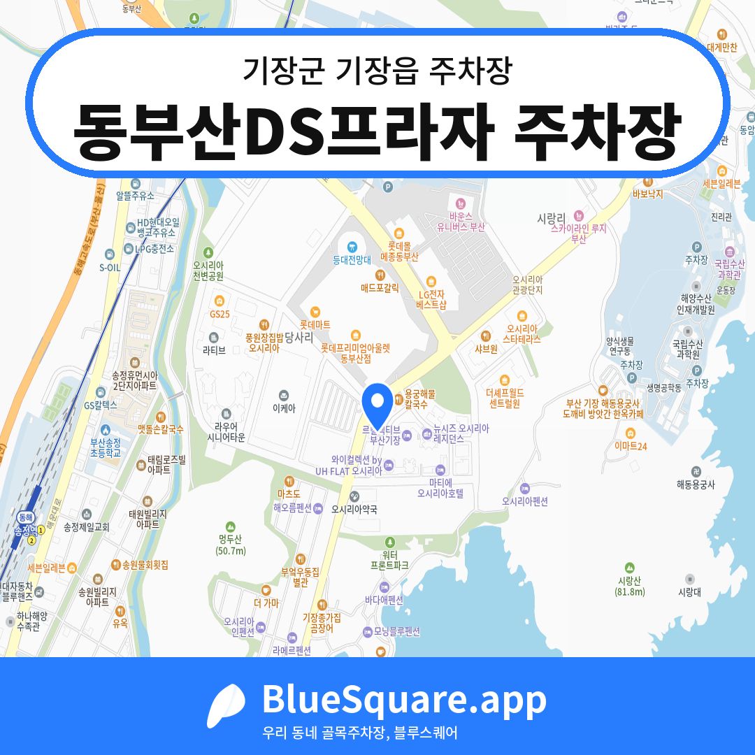 동부산DS프라자 주차장 위치 지도 — 부산 기장군 기장읍 | 블루스퀘어 주차