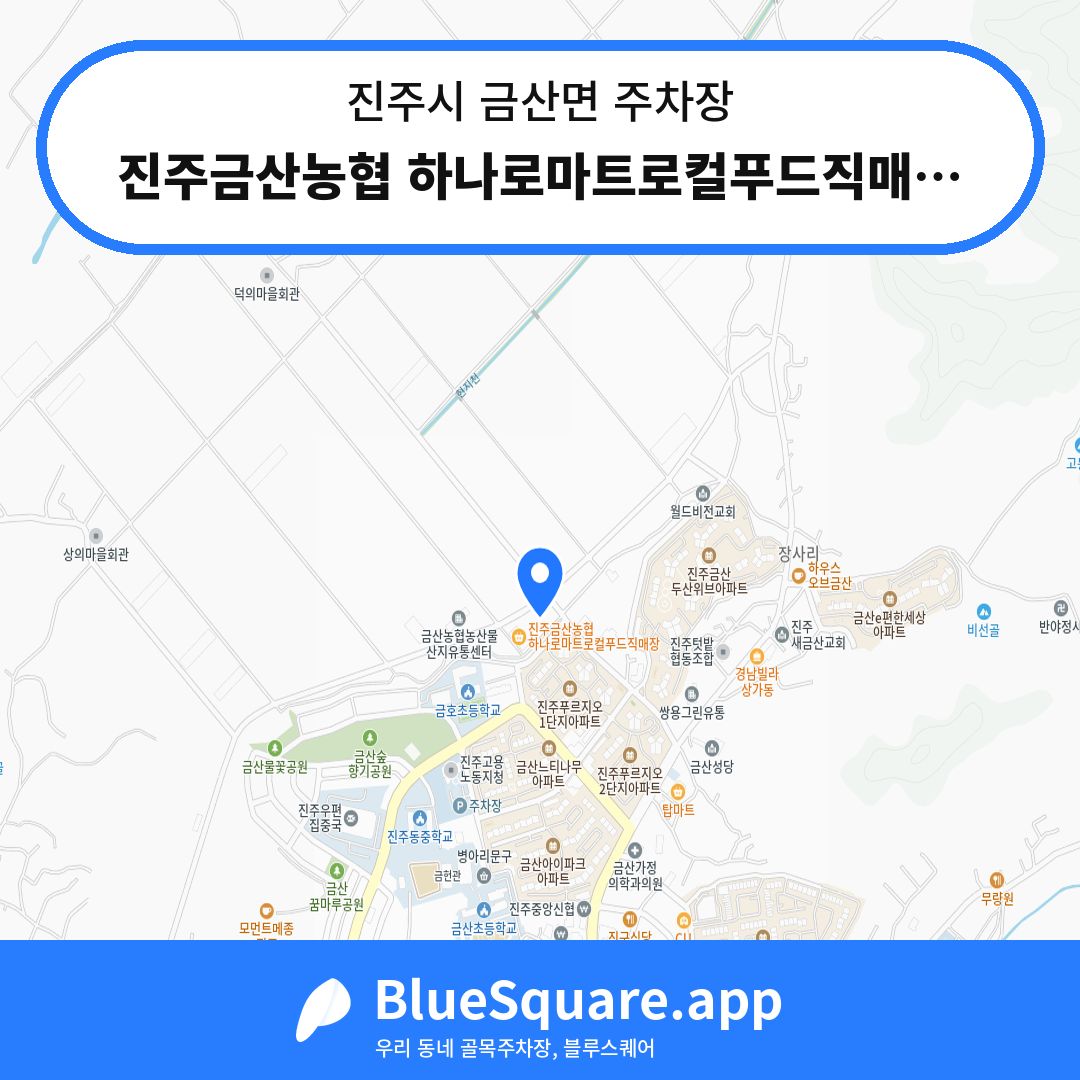 진주금산농협 하나로마트로컬푸드직매장 주차장 위치 지도 — 경남 진주시 금산면 | 블루스퀘어 주차