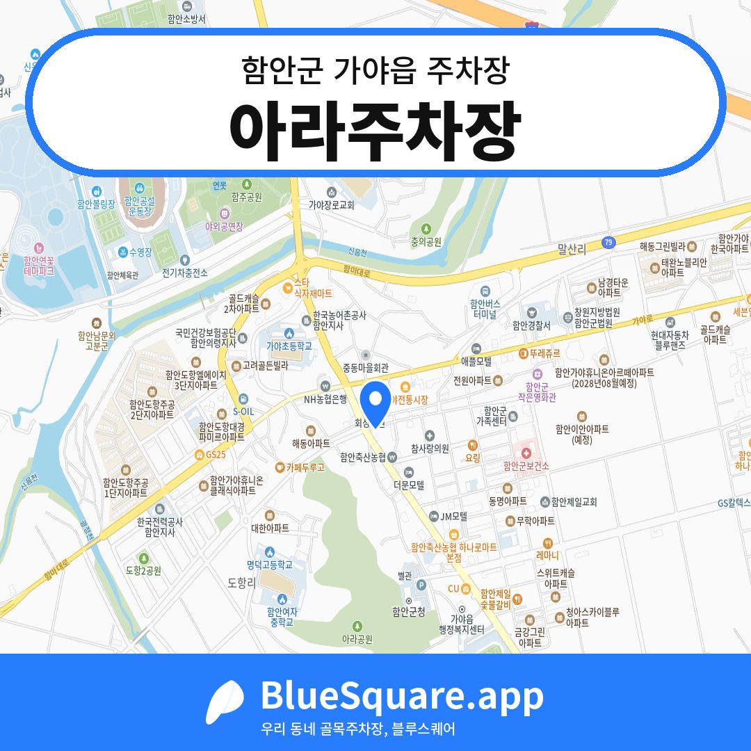 아라주차장 위치 지도 — 경남 함안군 가야읍 | 블루스퀘어 주차