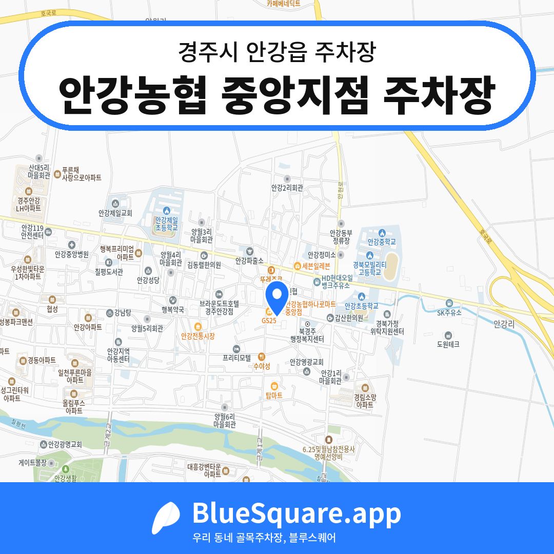 안강농협 중앙지점 주차장 위치 지도 — 경북 경주시 안강읍 | 블루스퀘어 주차