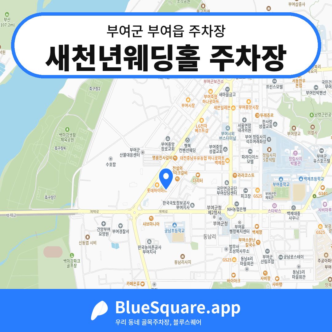 새천년웨딩홀 주차장 위치 지도 — 충남 부여군 부여읍 | 블루스퀘어 주차