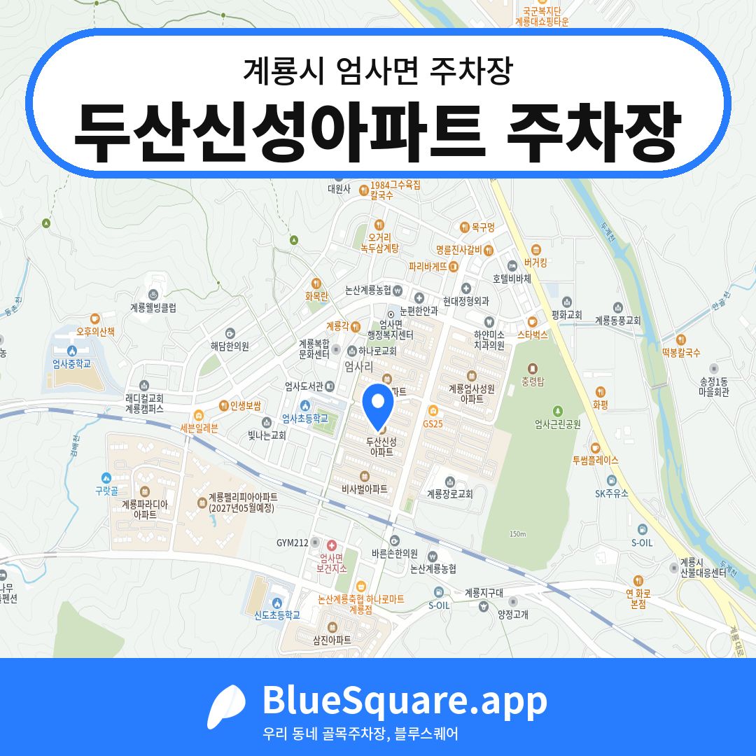 두산신성아파트 주차장 위치 지도 — 충남 계룡시 엄사면 | 블루스퀘어 주차