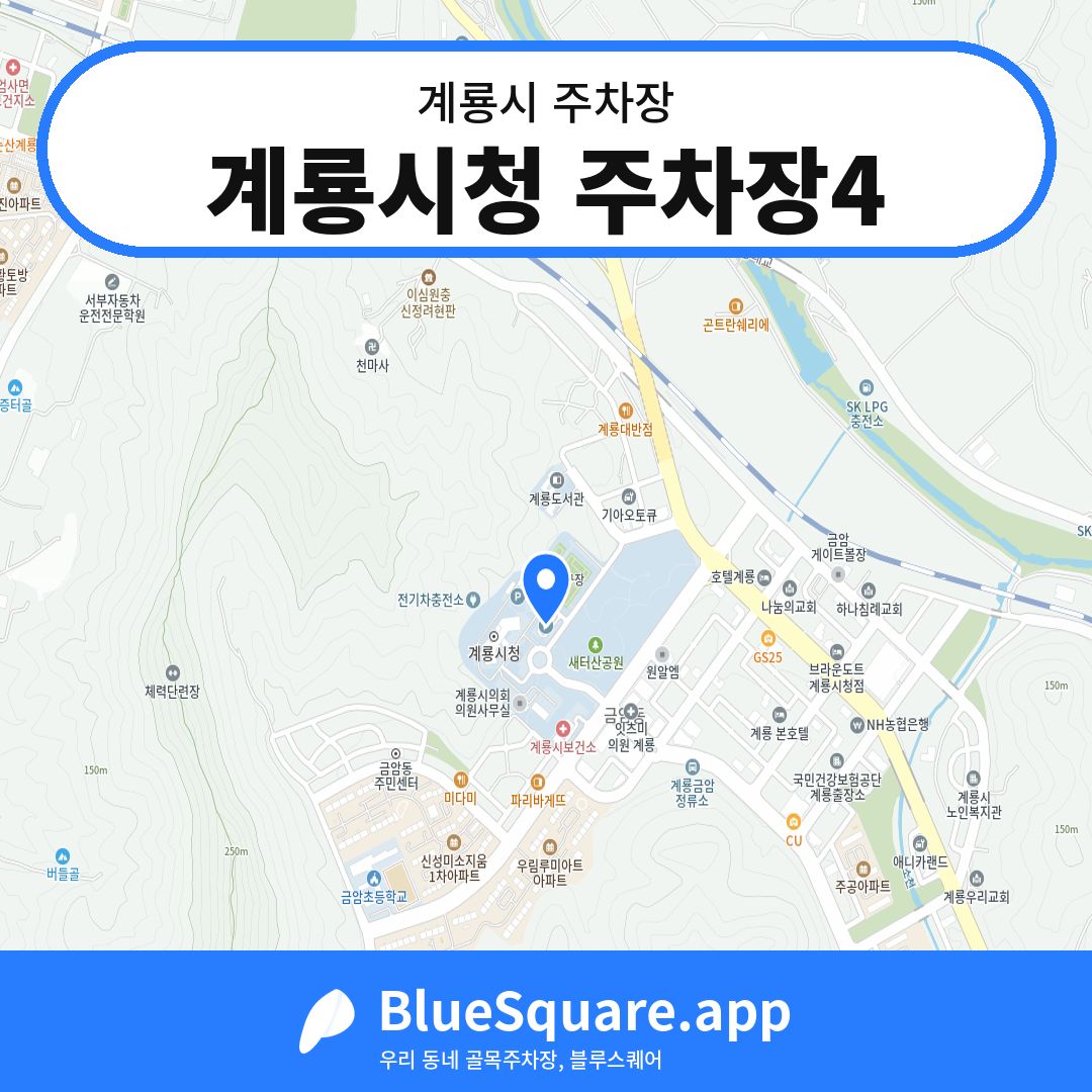 계룡시청 주차장4 위치 지도 — 충남 계룡시 | 블루스퀘어 주차