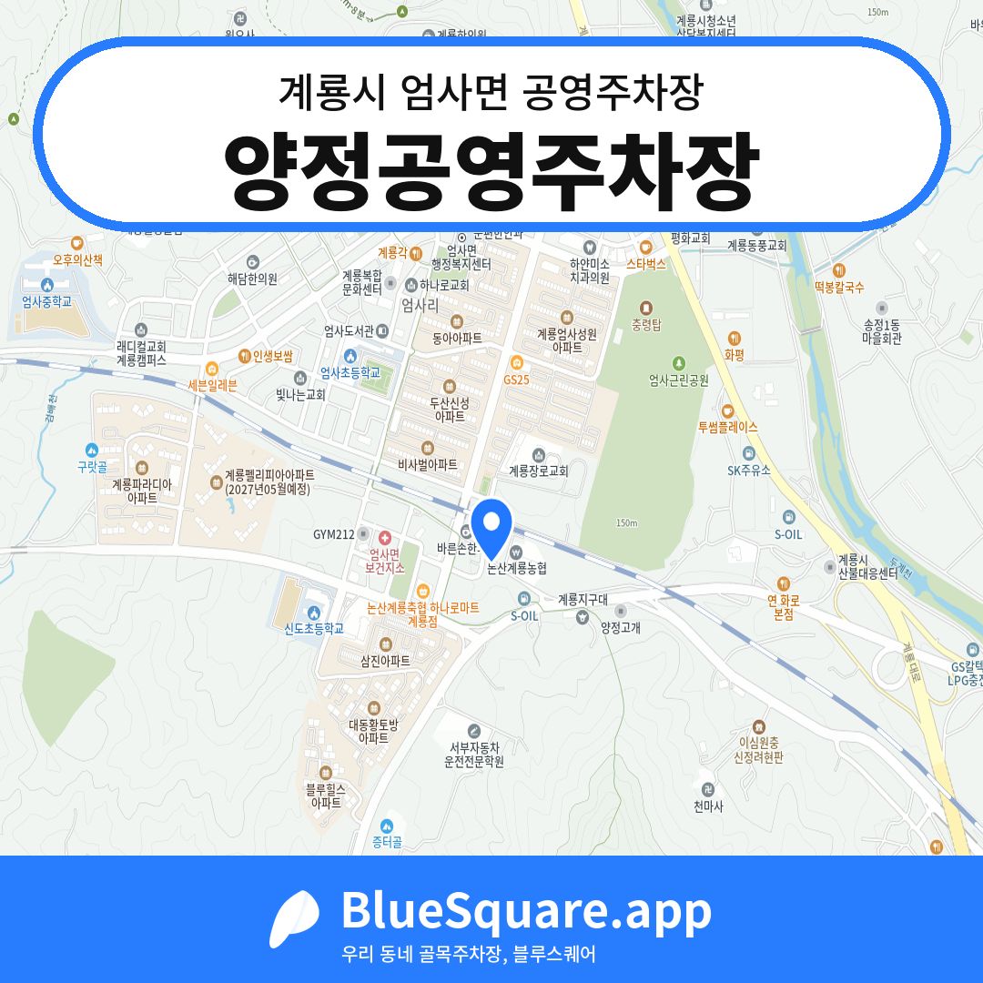 양정공영주차장 위치 지도 — 충남 계룡시 엄사면 | 블루스퀘어 주차