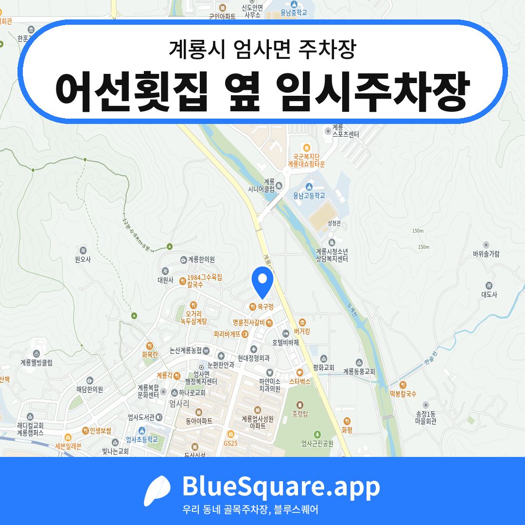 어선횟집 옆 임시주차장 위치 지도 — 충남 계룡시 엄사면 | 블루스퀘어 주차