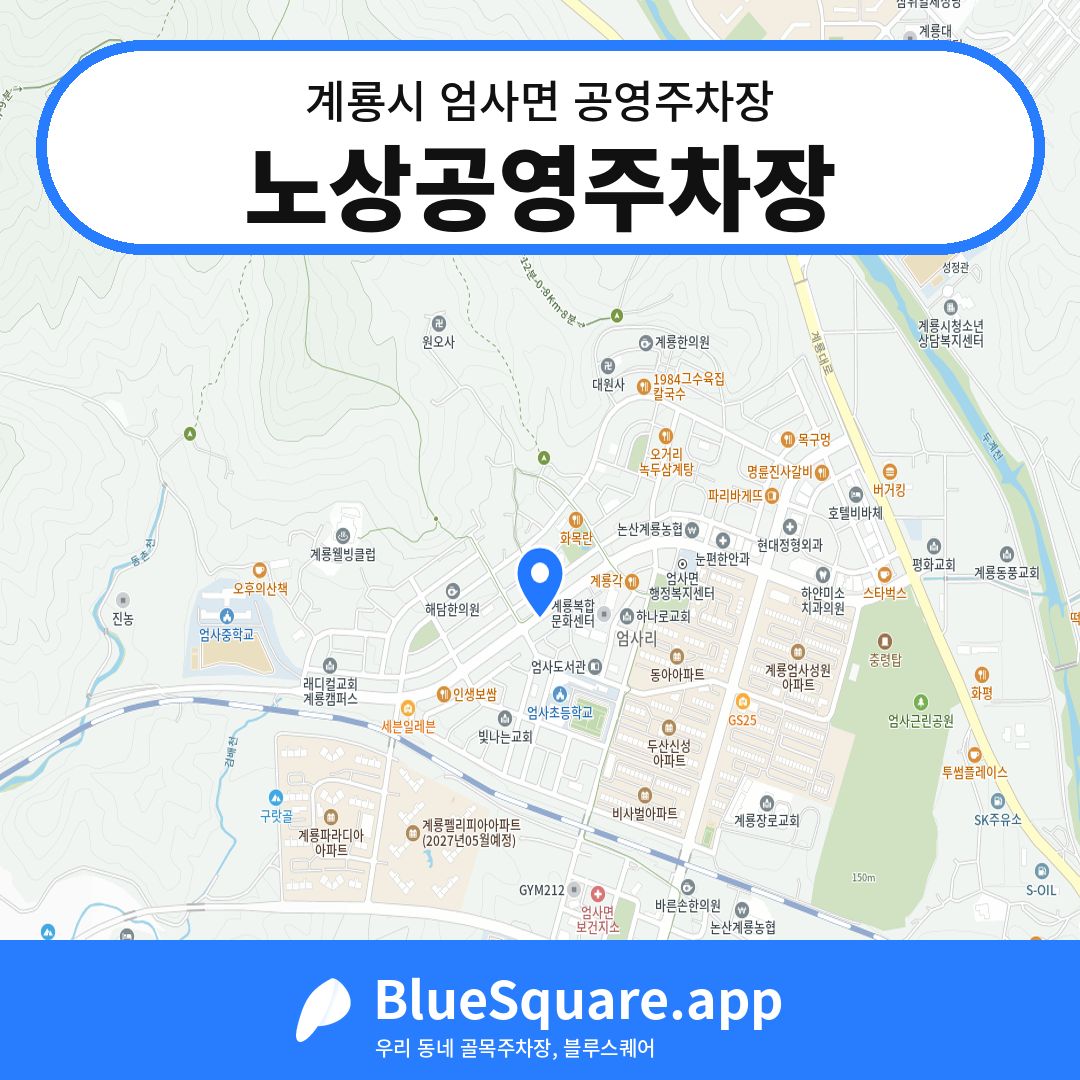 노상공영주차장 위치 지도 — 충남 계룡시 엄사면 | 블루스퀘어 주차