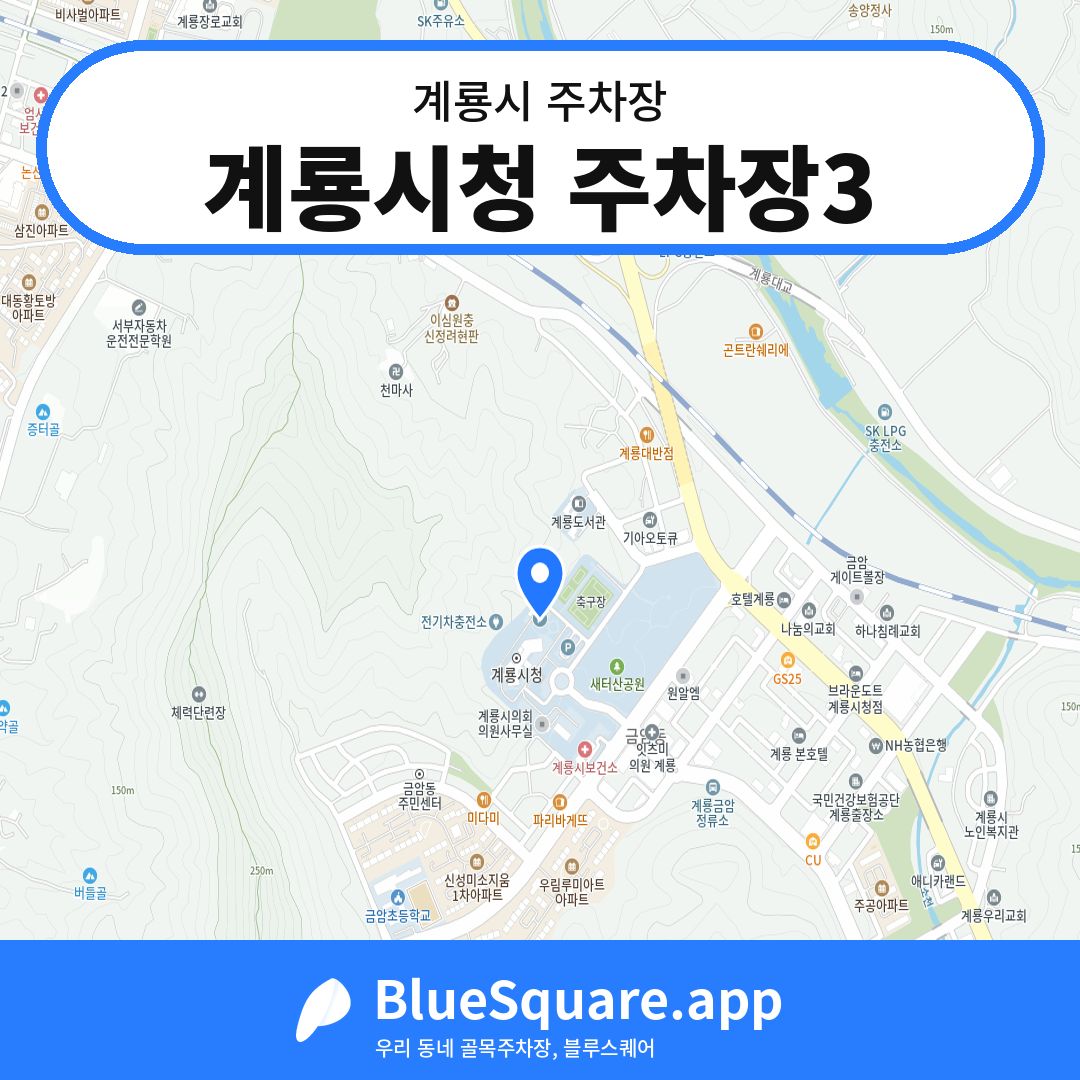 계룡시청 주차장3 위치 지도 — 충남 계룡시 | 블루스퀘어 주차