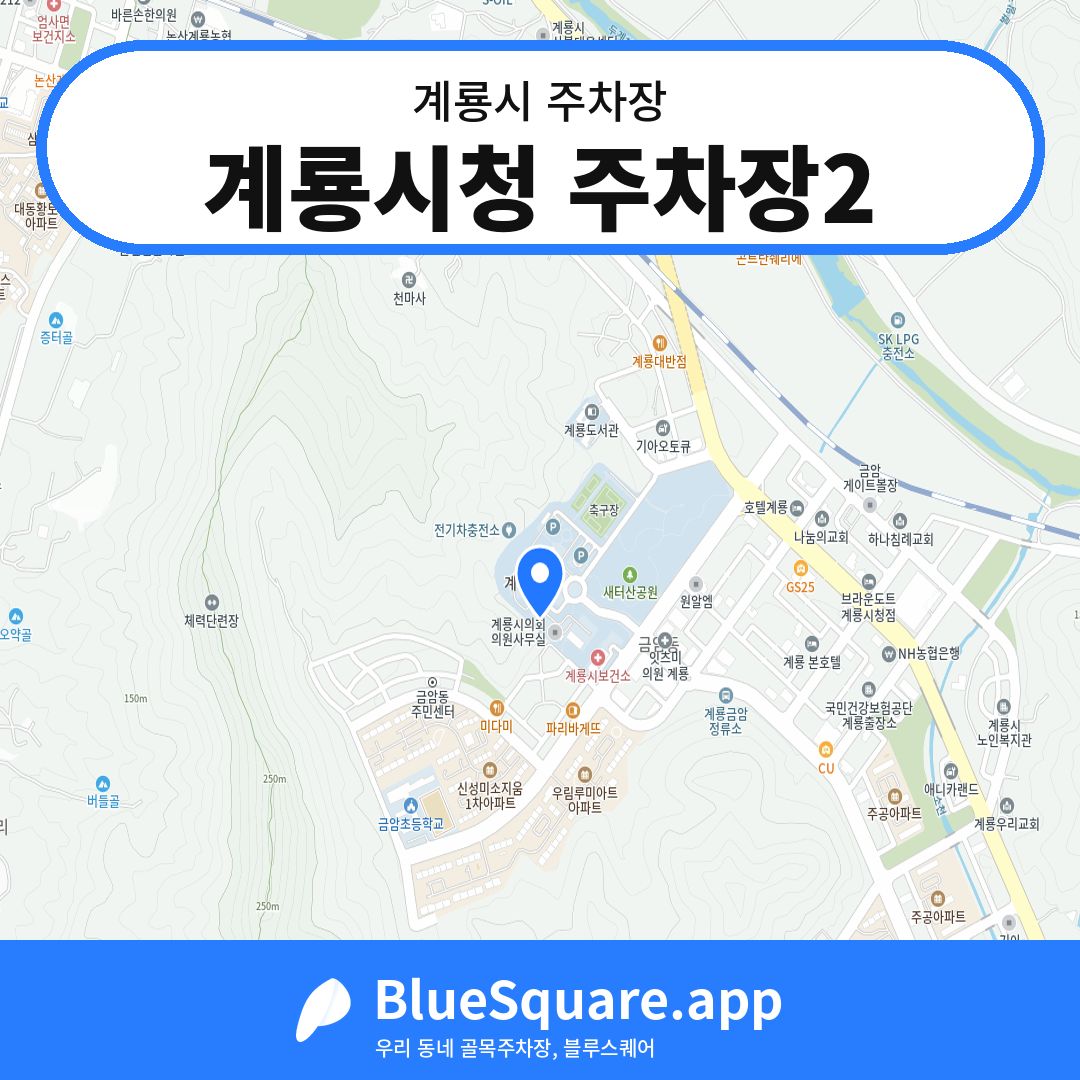 계룡시청 주차장2 위치 지도 — 충남 계룡시 | 블루스퀘어 주차