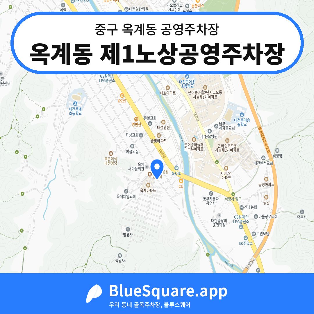 옥계동 제1노상공영주차장 위치 지도 — 대전 중구 옥계동 | 블루스퀘어 주차