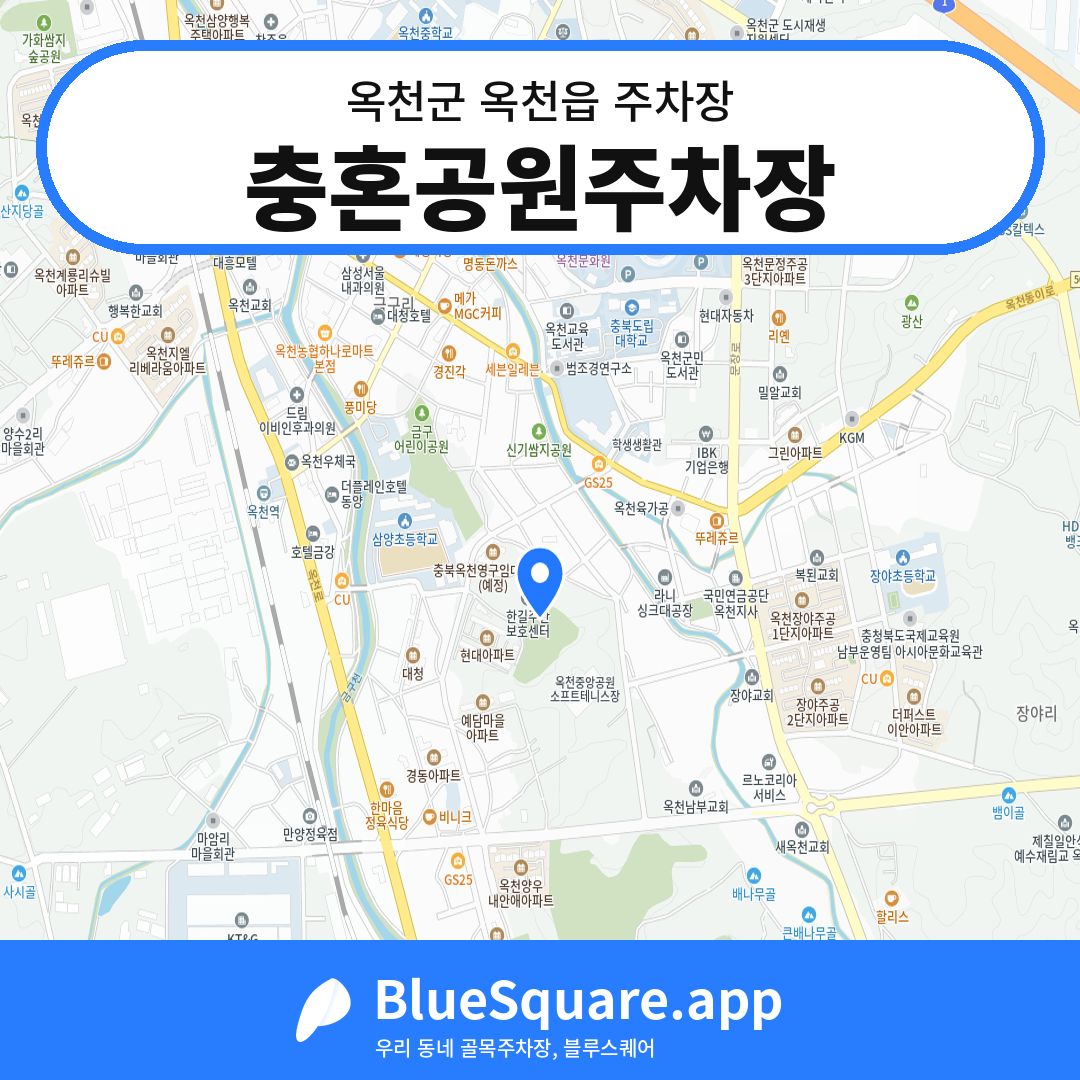 충혼공원주차장 위치 지도 — 충북 옥천군 옥천읍 | 블루스퀘어 주차
