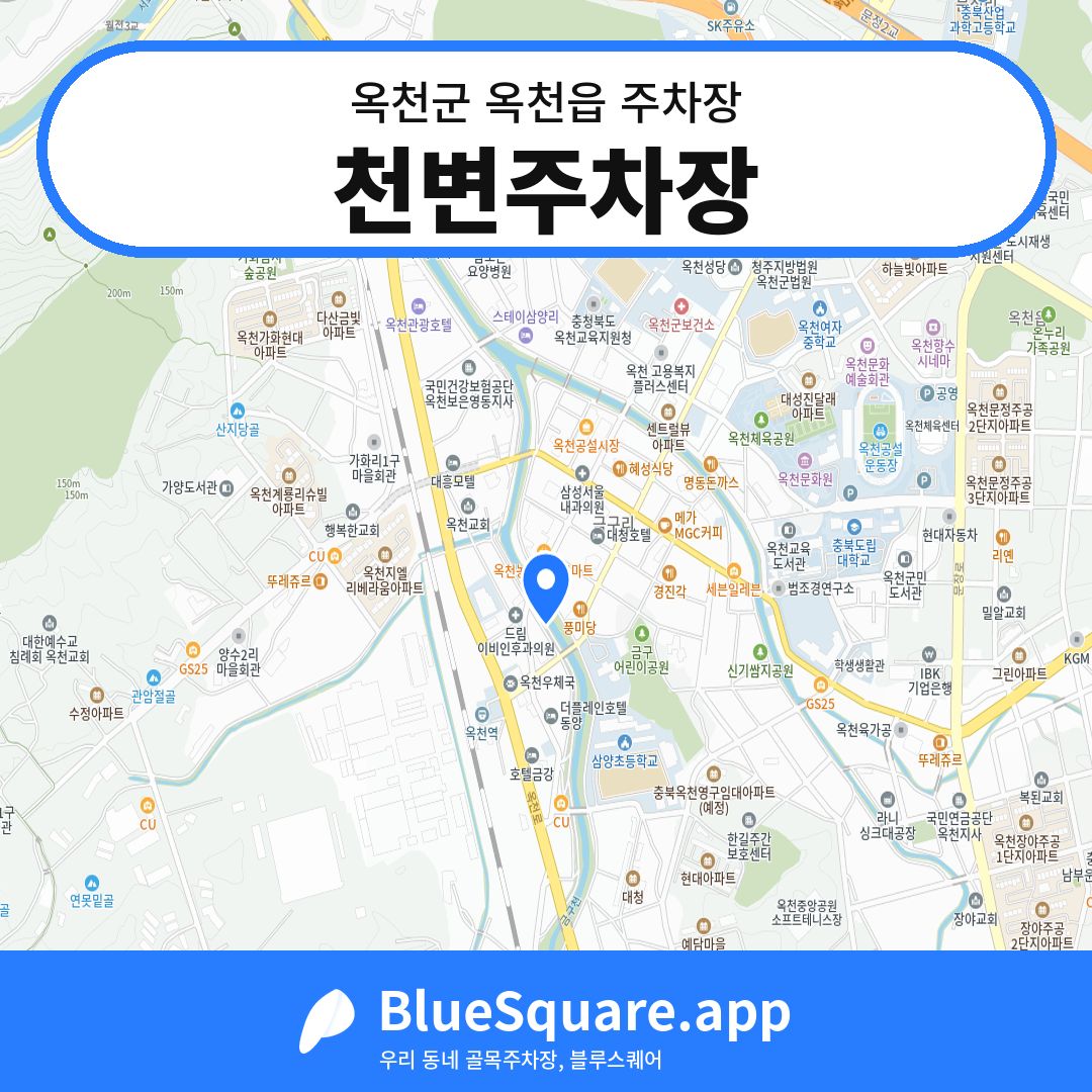 천변주차장 위치 지도 — 충북 옥천군 옥천읍 | 블루스퀘어 주차