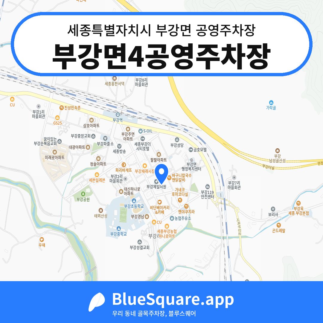 부강면4공영주차장 위치 지도 — 세종 세종특별자치시 부강면 | 블루스퀘어 주차