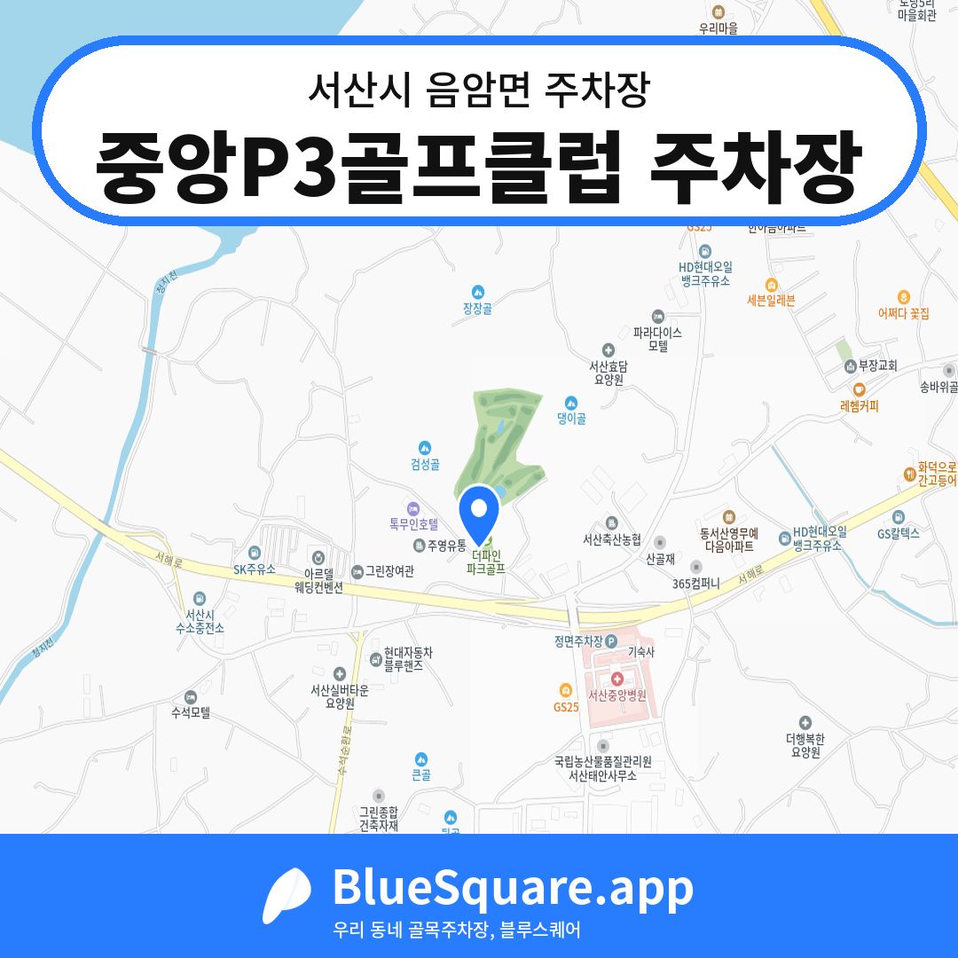 중앙P3골프클럽 주차장 위치 지도 — 충남 서산시 음암면 | 블루스퀘어 주차