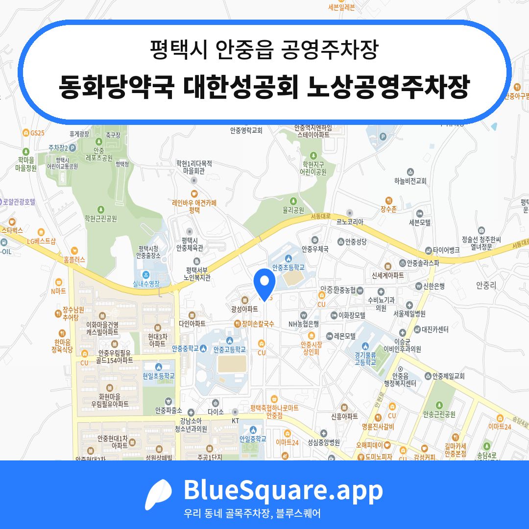 동화당약국 대한성공회 노상공영주차장 위치 지도 — 경기 평택시 안중읍 | 블루스퀘어 주차
