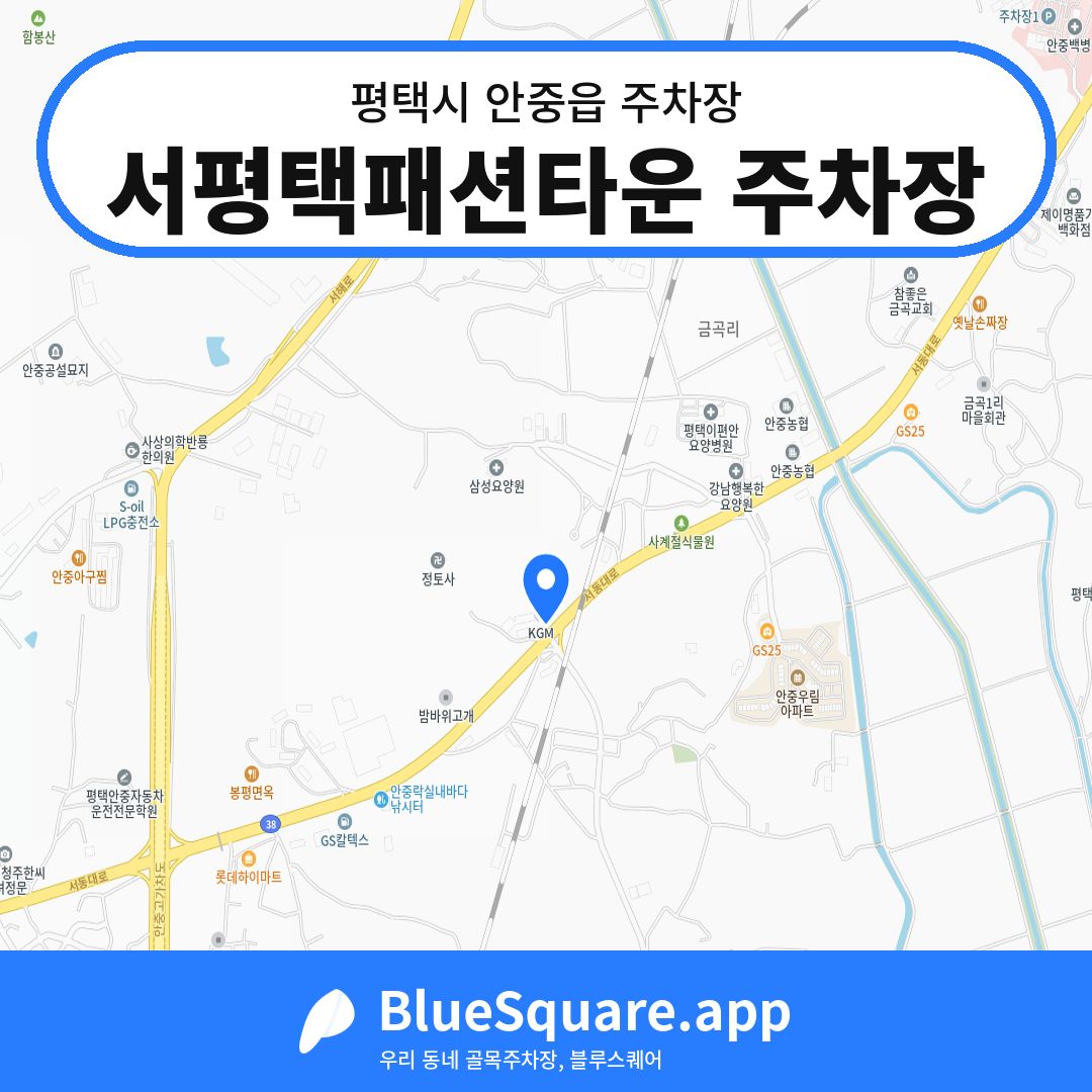 서평택패션타운 주차장 위치 지도 — 경기 평택시 안중읍 | 블루스퀘어 주차
