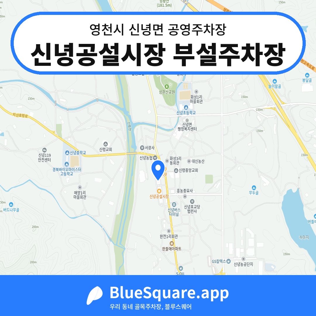 신녕공설시장 부설주차장 위치 지도 — 경북 영천시 신녕면 | 블루스퀘어 주차