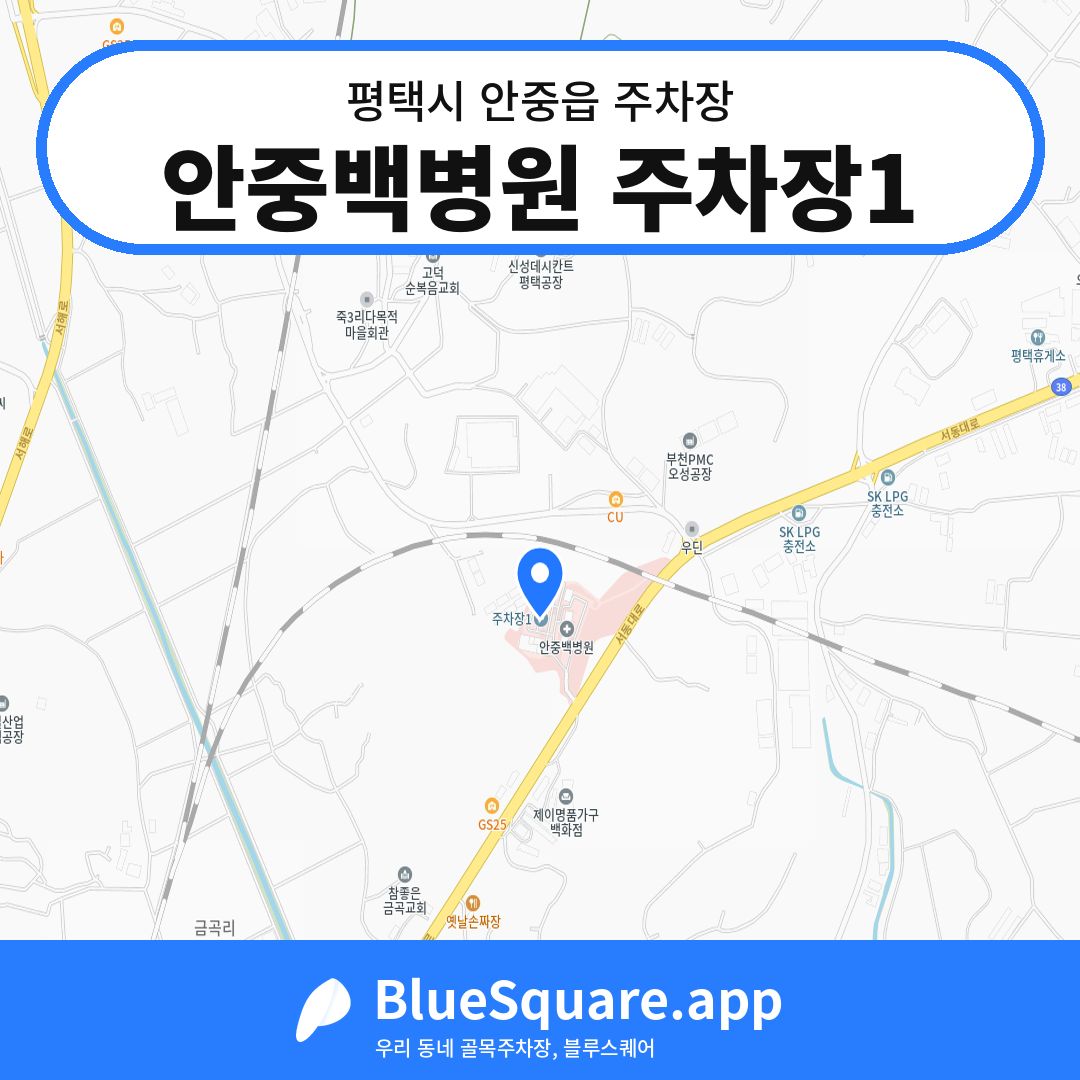 안중백병원 주차장1 위치 지도 — 경기 평택시 안중읍 | 블루스퀘어 주차