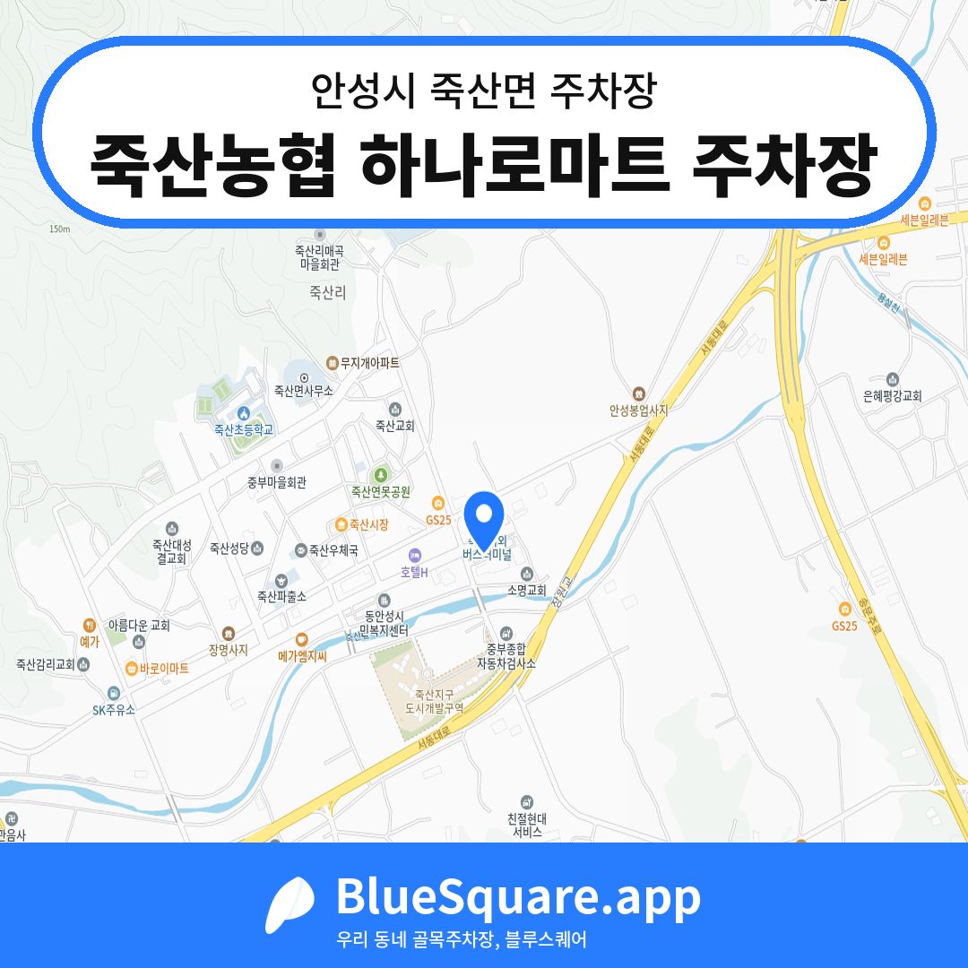 죽산농협 하나로마트 주차장 위치 지도 — 경기 안성시 죽산면 | 블루스퀘어 주차