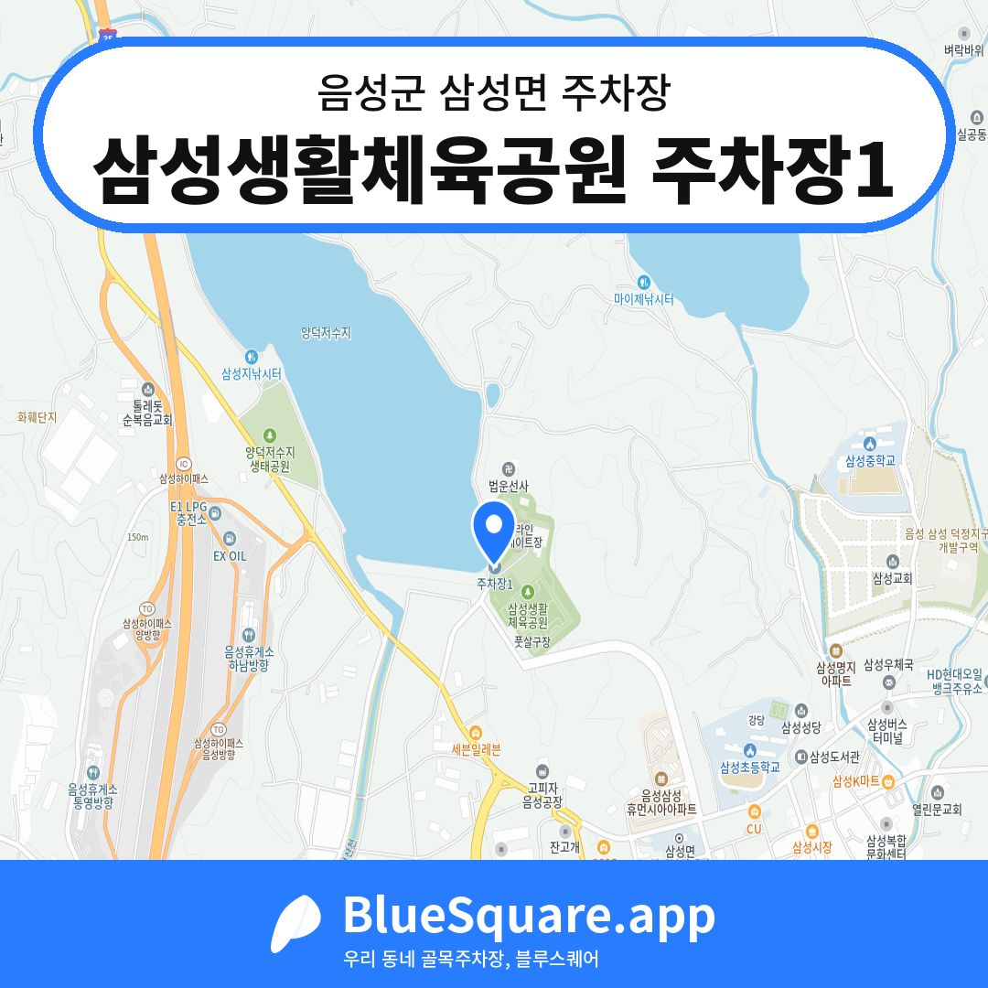 삼성생활체육공원 주차장1 위치 지도 — 충북 음성군 삼성면 | 블루스퀘어 주차