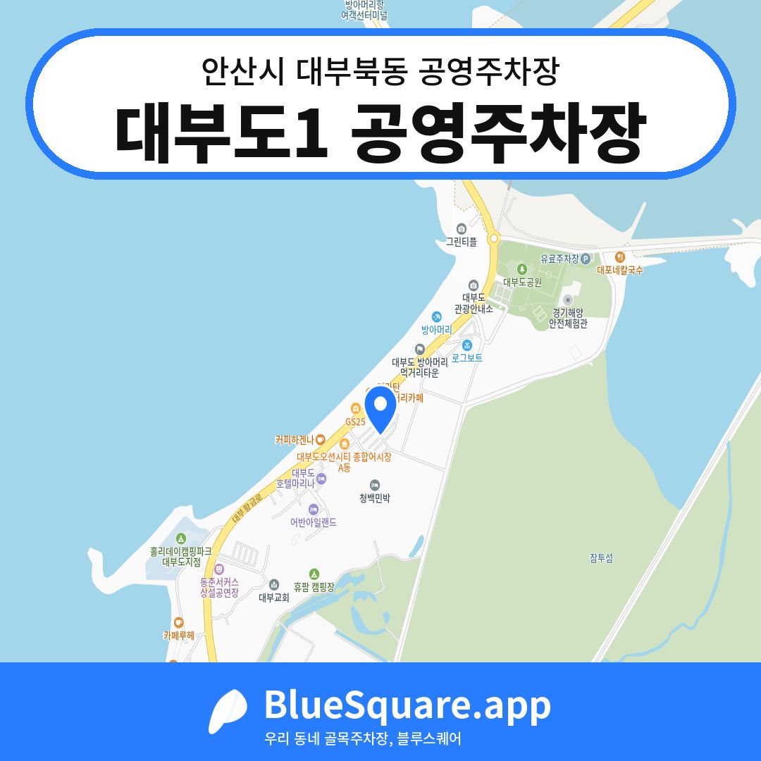대부도1 공영주차장 위치 지도 — 경기 안산시 대부북동 | 블루스퀘어 주차