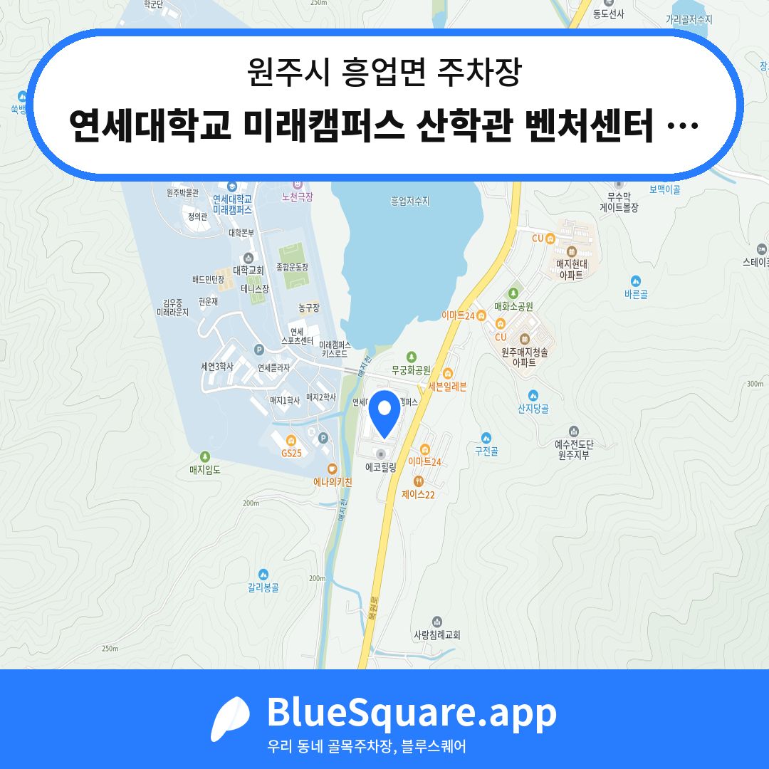 연세대학교 미래캠퍼스 산학관 벤처센터 주차장 위치 지도 — 강원 원주시 흥업면 | 블루스퀘어 주차