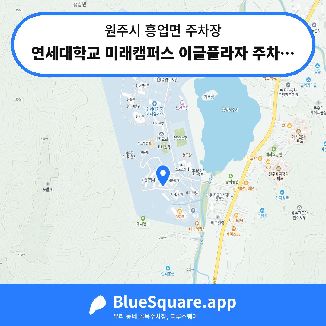 연세대학교 미래캠퍼스 이글플라자 주차장 위치 지도 — 강원 원주시 흥업면 | 블루스퀘어 주차