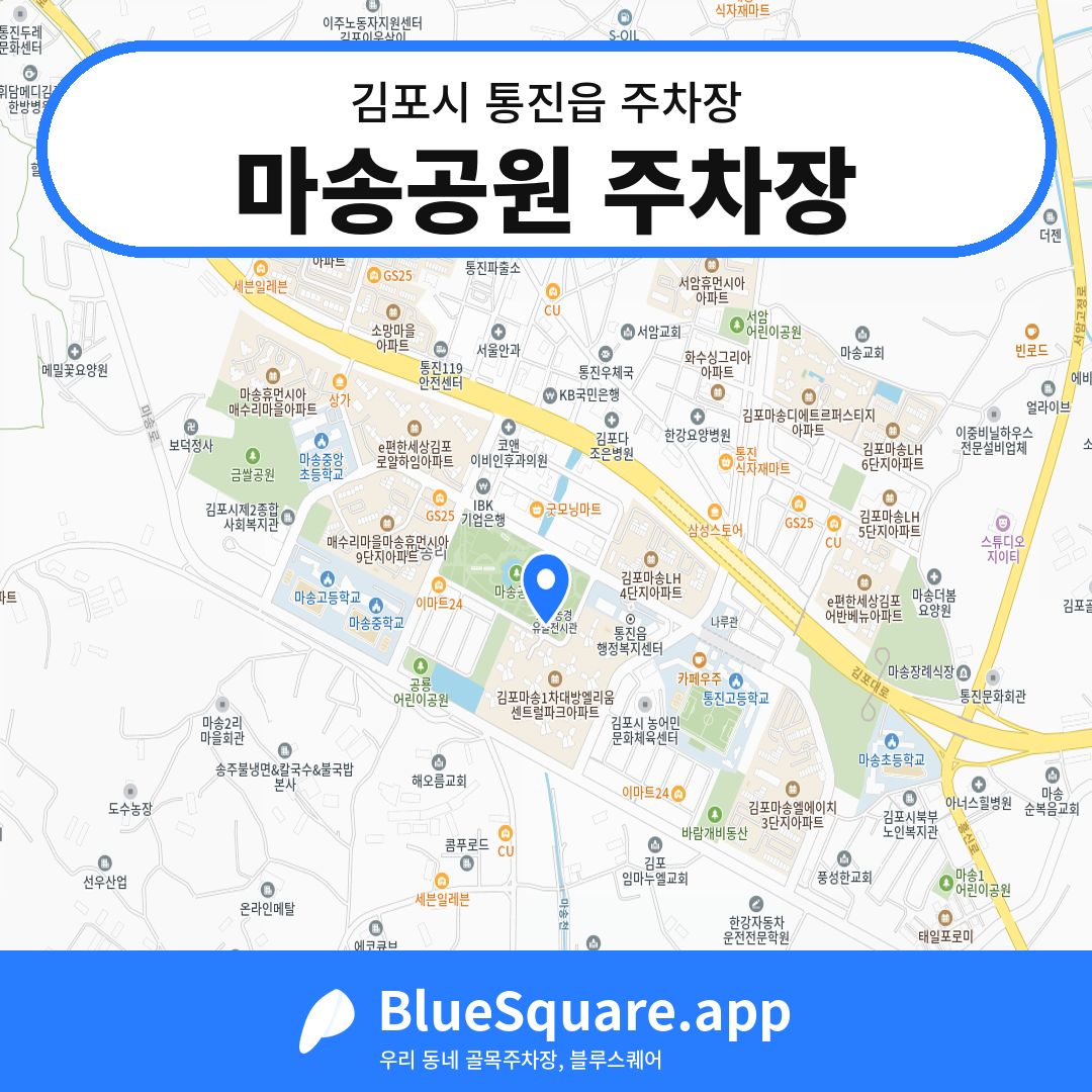 마송공원 주차장 위치 지도 — 경기 김포시 통진읍 | 블루스퀘어 주차