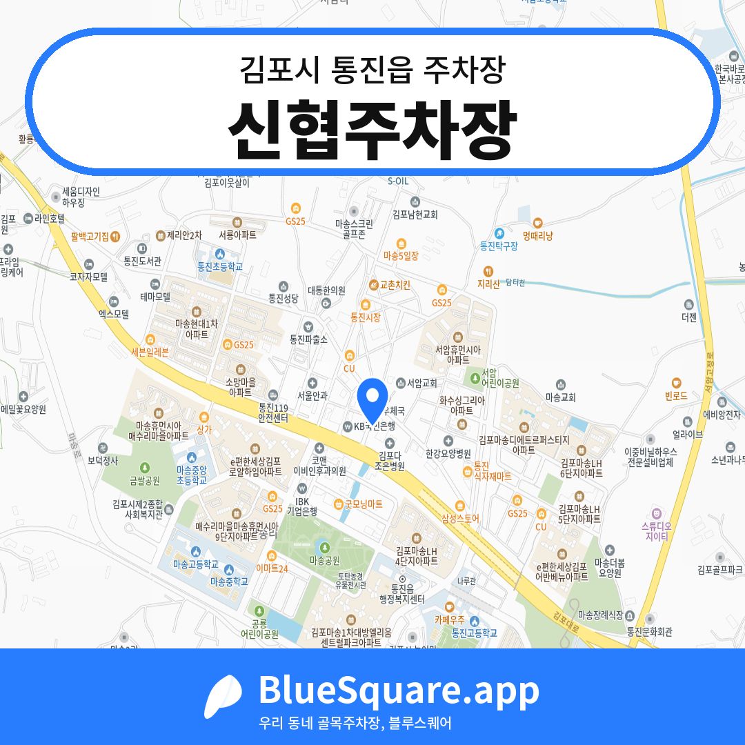 신협주차장 위치 지도 — 경기 김포시 통진읍 | 블루스퀘어 주차