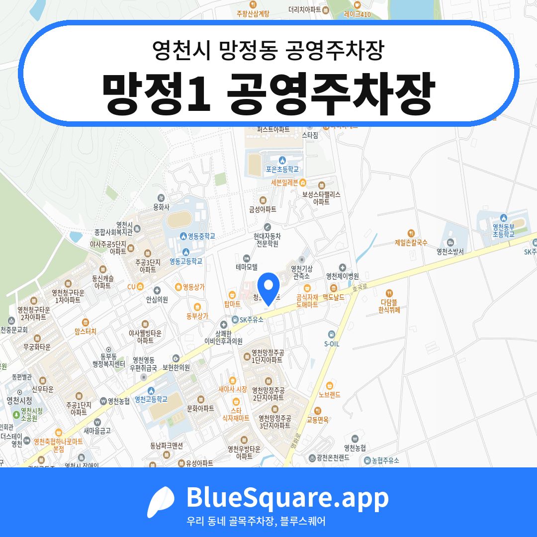 망정1 공영주차장 위치 지도 — 경북 영천시 망정동 | 블루스퀘어 주차
