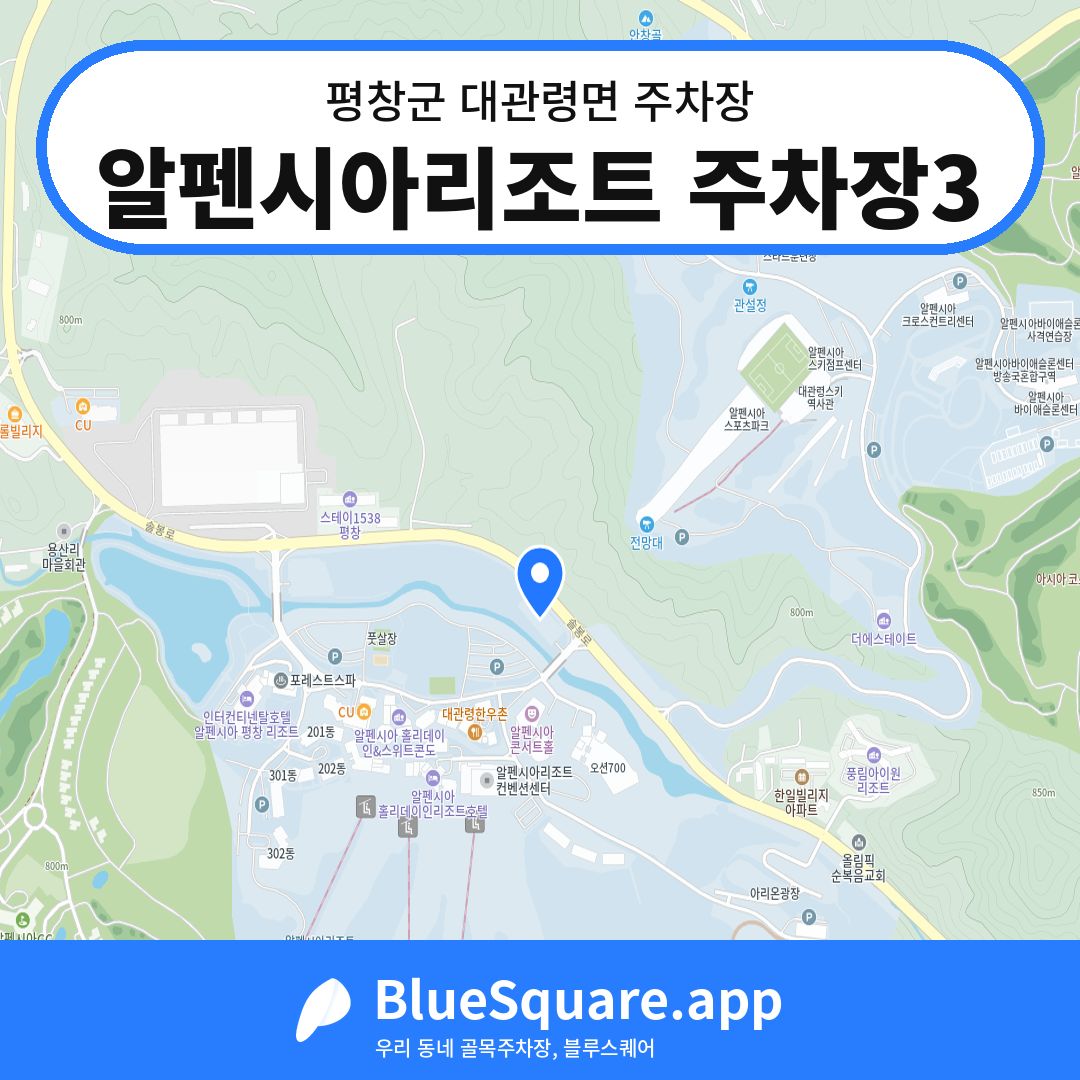 알펜시아리조트 주차장3 위치 지도 — 강원 평창군 대관령면 | 블루스퀘어 주차