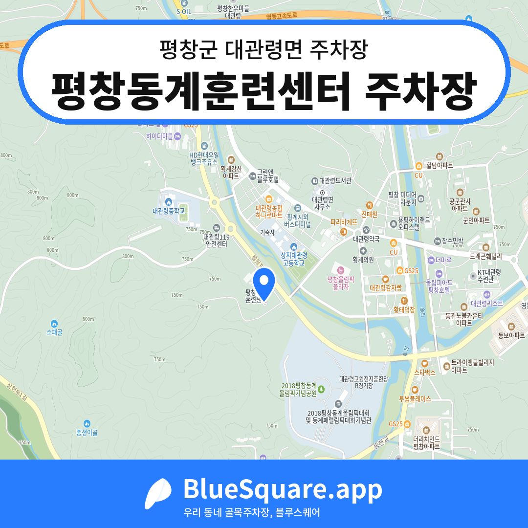 평창동계훈련센터 주차장 위치 지도 — 강원 평창군 대관령면 | 블루스퀘어 주차