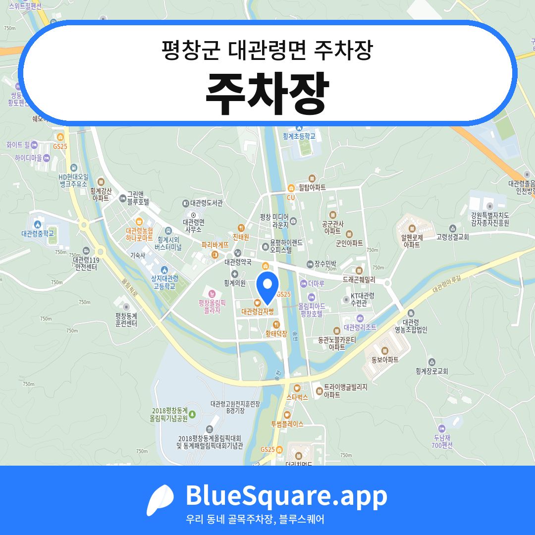 주차장 위치 지도 — 강원 평창군 대관령면 | 블루스퀘어 주차