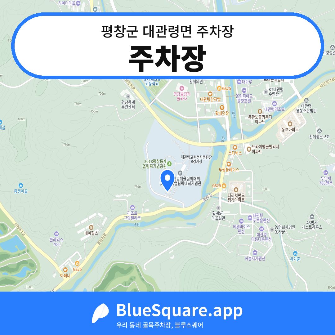 주차장 위치 지도 — 강원 평창군 대관령면 | 블루스퀘어 주차