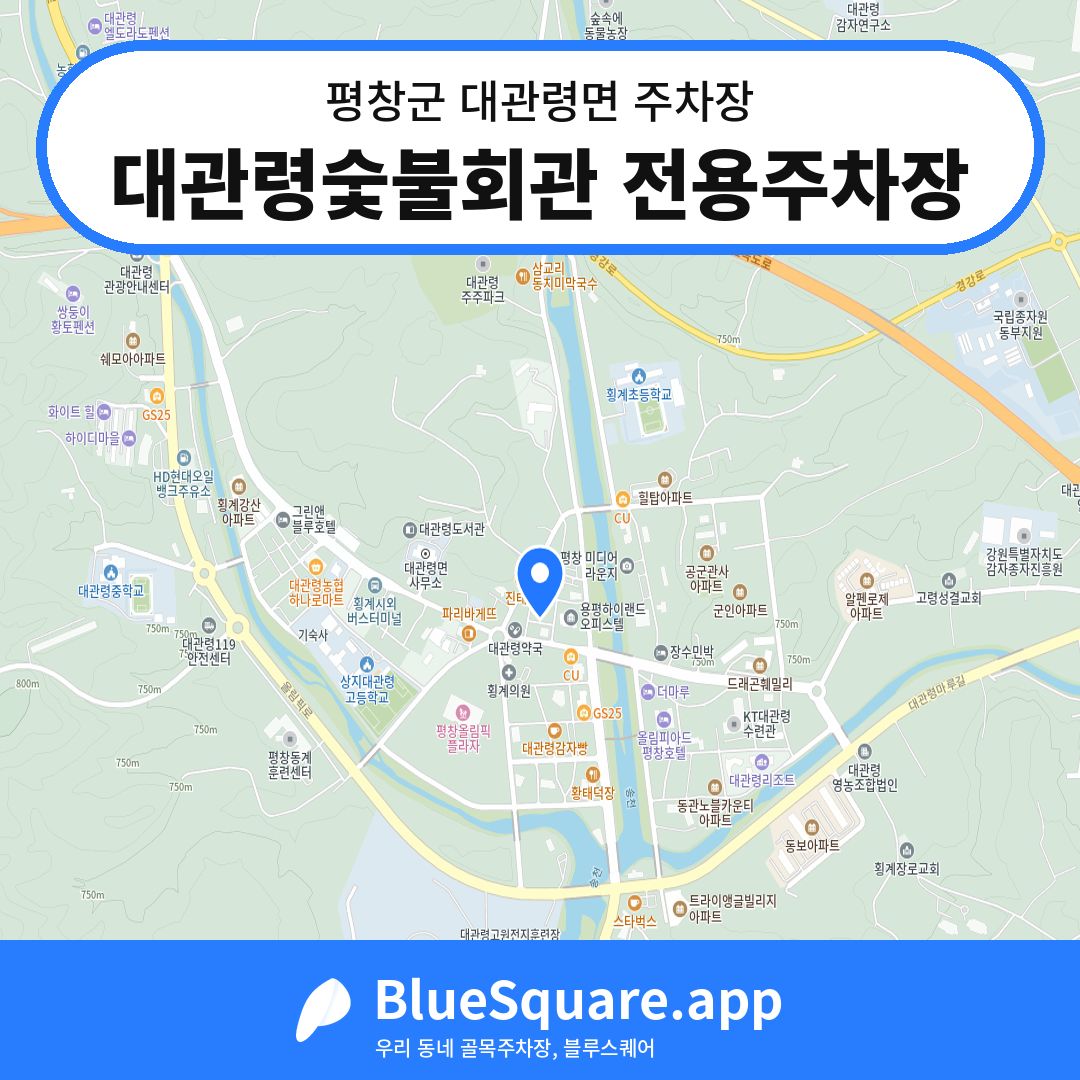 대관령숯불회관 전용주차장 위치 지도 — 강원 평창군 대관령면 | 블루스퀘어 주차