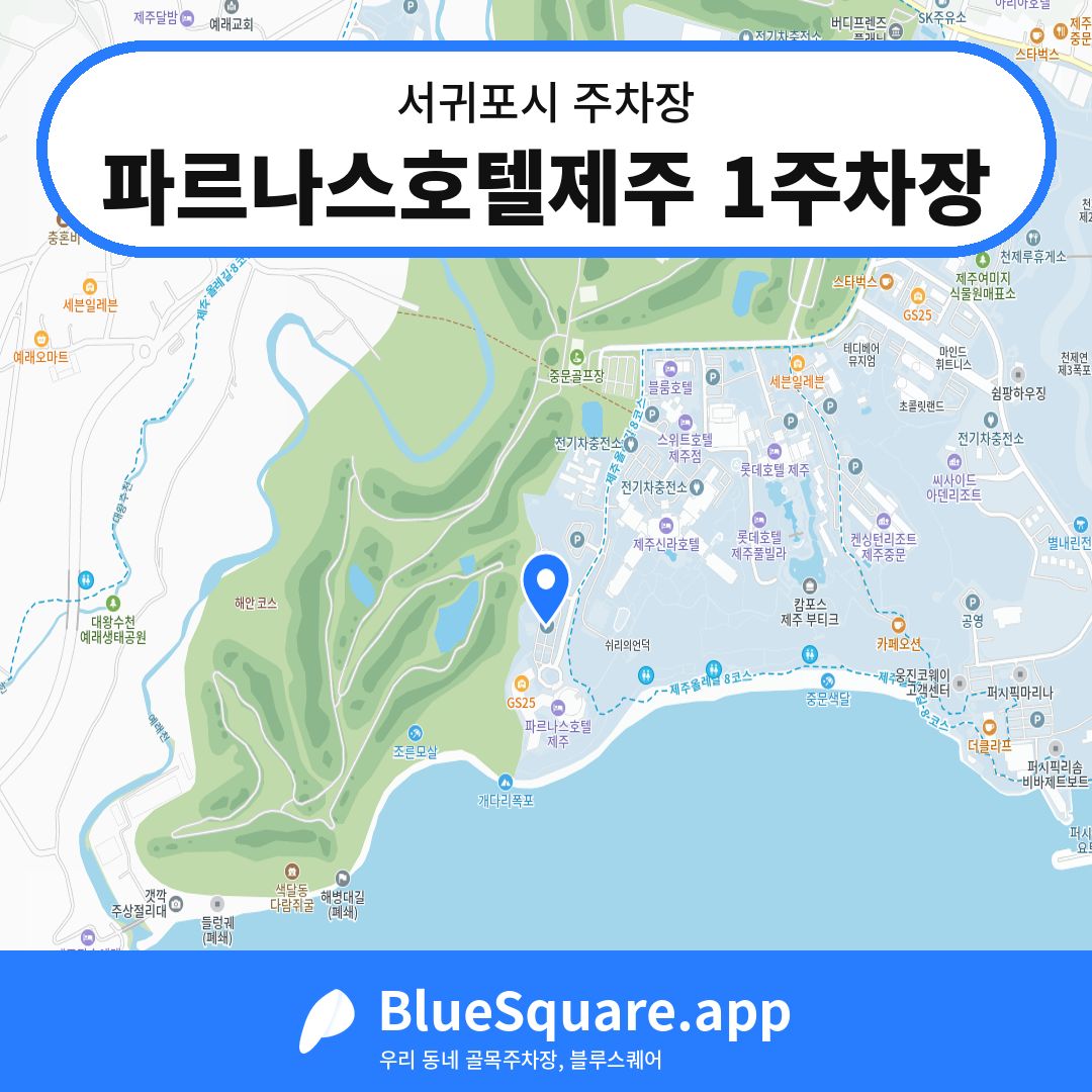파르나스호텔제주 1주차장 위치 지도 — 제주 서귀포시 | 블루스퀘어 주차