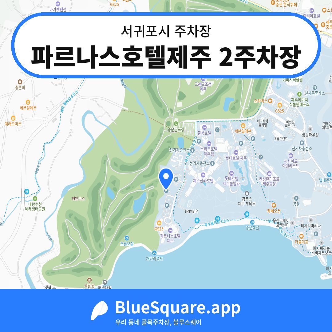 파르나스호텔제주 2주차장 위치 지도 — 제주 서귀포시 | 블루스퀘어 주차