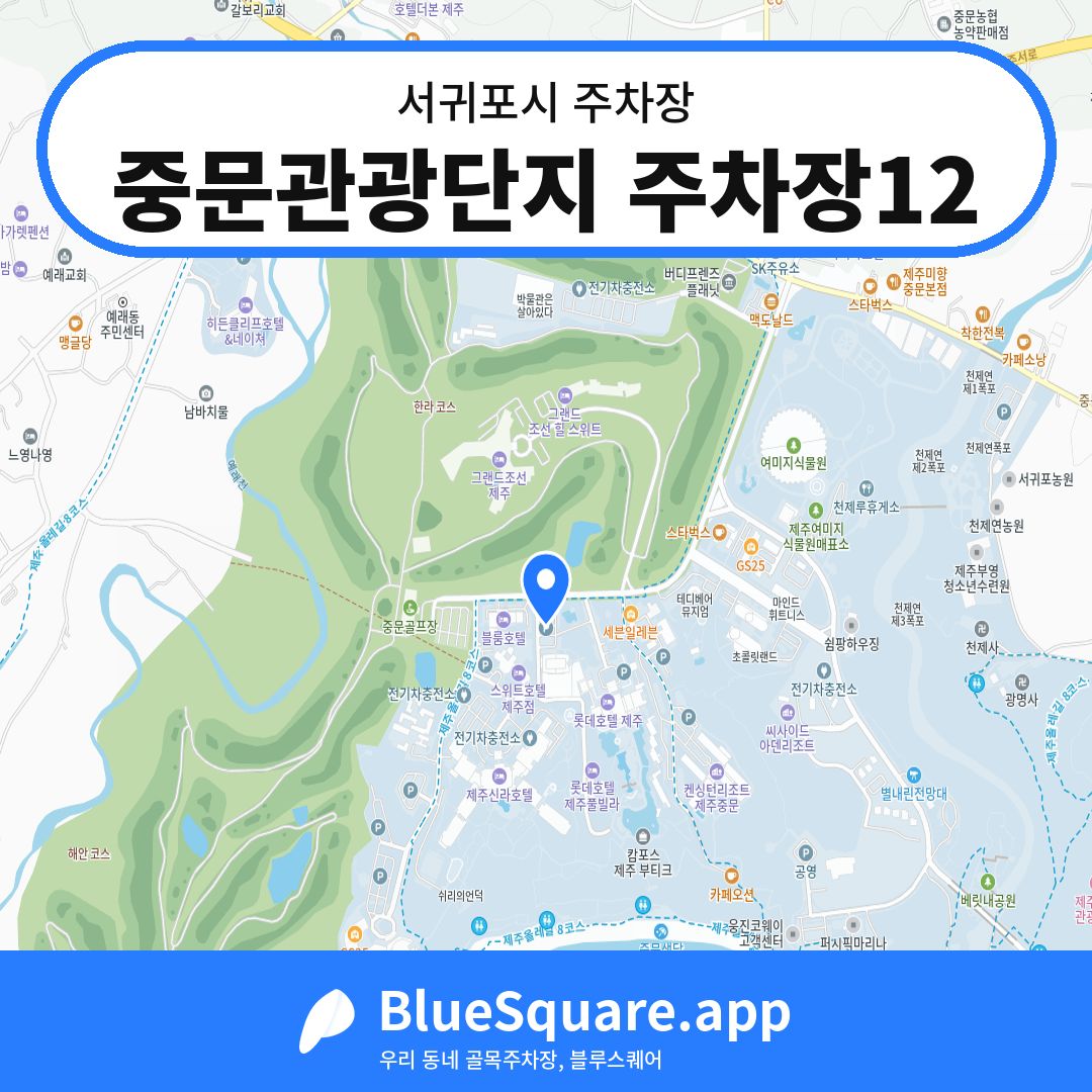 중문관광단지 주차장12 위치 지도 — 제주 서귀포시 | 블루스퀘어 주차