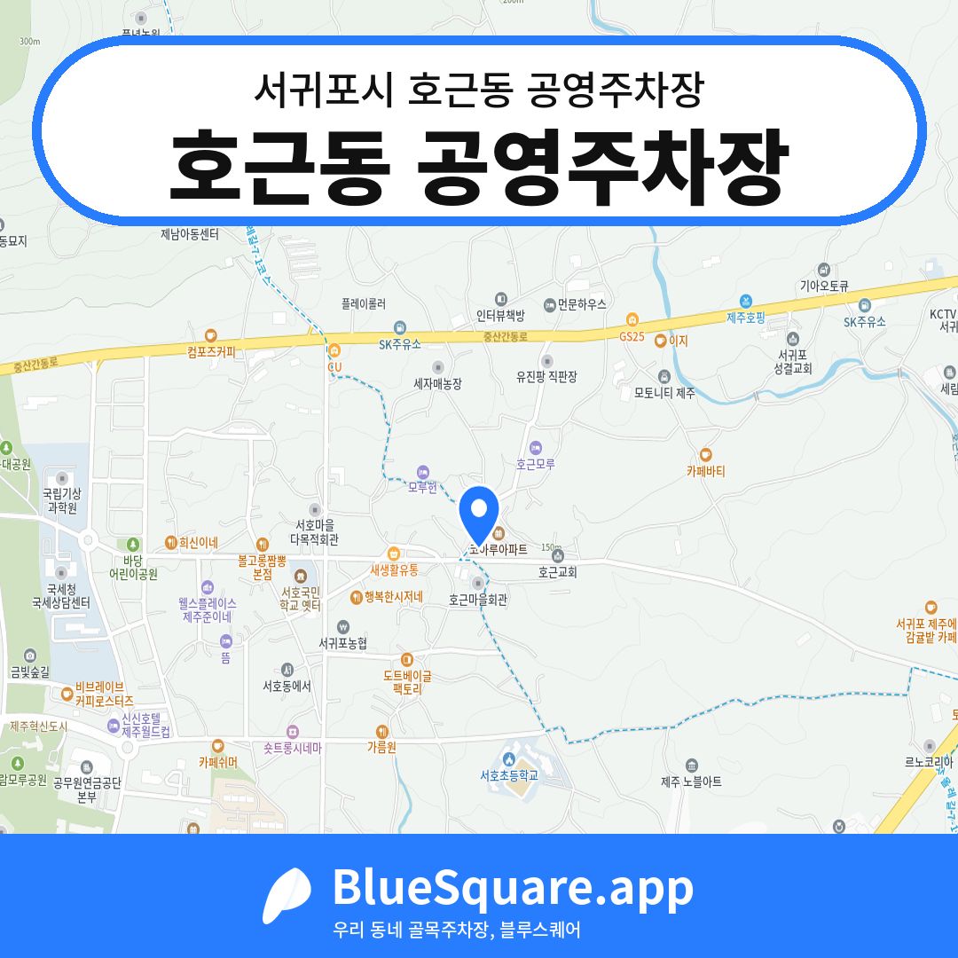 호근동 공영주차장 위치 지도 — 제주 서귀포시 호근동 | 블루스퀘어 주차