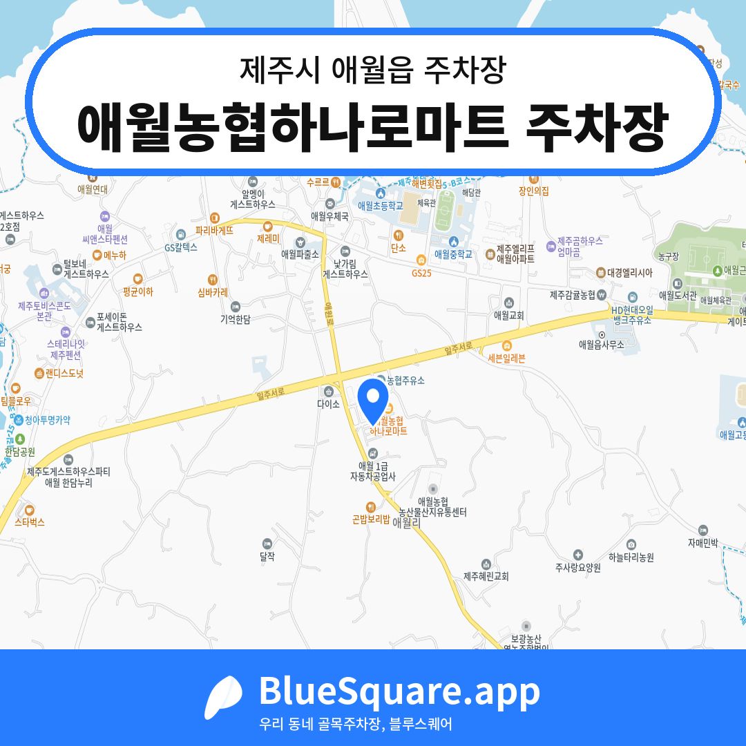 애월농협하나로마트 주차장 위치 지도 — 제주 제주시 애월읍 | 블루스퀘어 주차