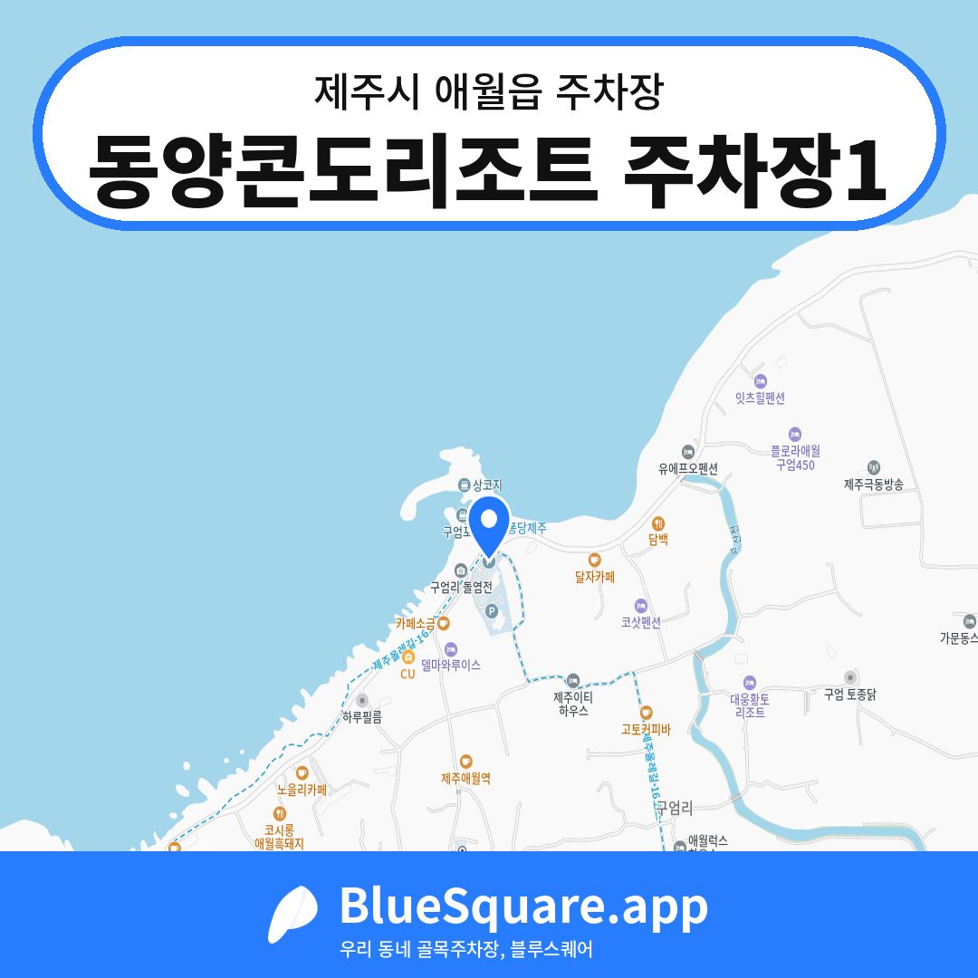 동양콘도리조트 주차장1 위치 지도 — 제주 제주시 애월읍 | 블루스퀘어 주차
