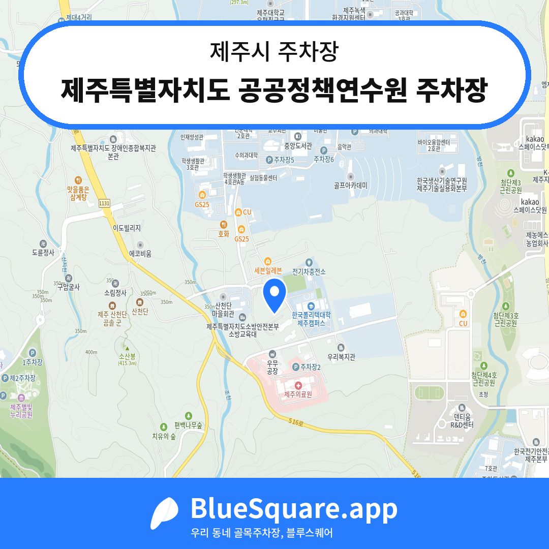 제주특별자치도 공공정책연수원 주차장 위치 지도 — 제주 제주시 | 블루스퀘어 주차