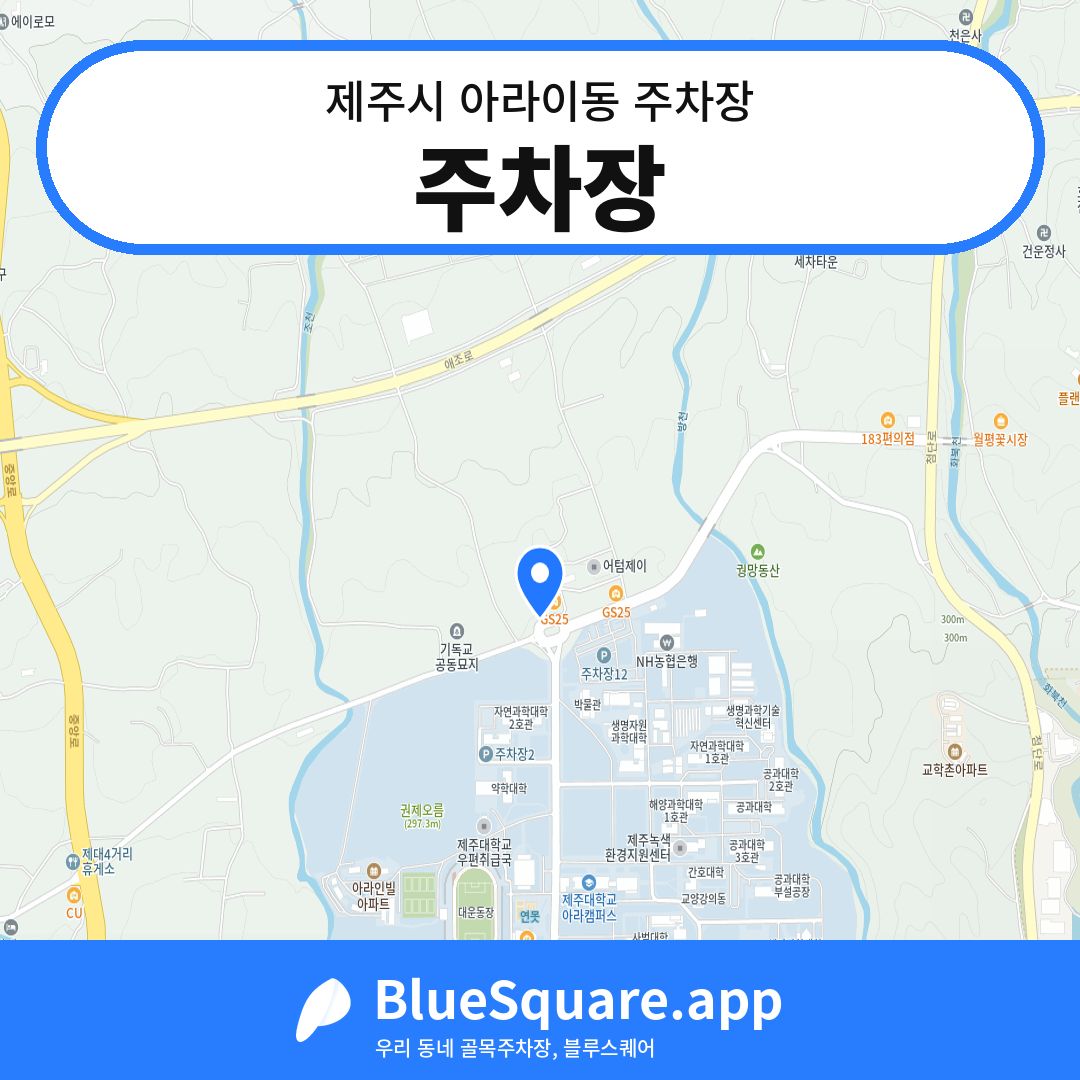 주차장 위치 지도 — 제주 제주시 아라이동 | 블루스퀘어 주차