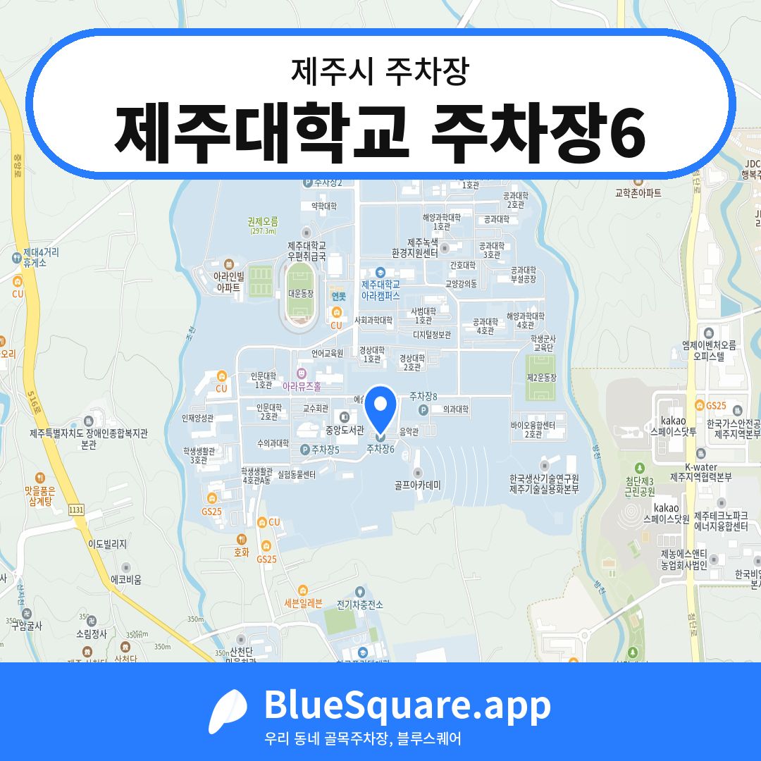 제주대학교 주차장6 위치 지도 — 제주 제주시 | 블루스퀘어 주차