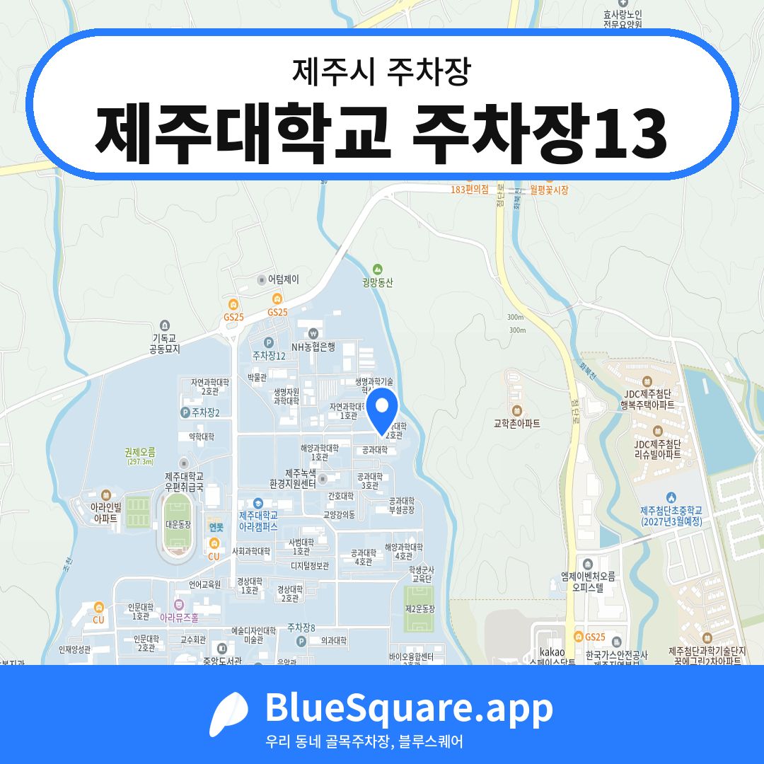 제주대학교 주차장13 위치 지도 — 제주 제주시 | 블루스퀘어 주차