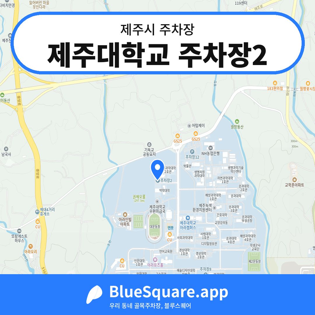 제주대학교 주차장2 위치 지도 — 제주 제주시 | 블루스퀘어 주차