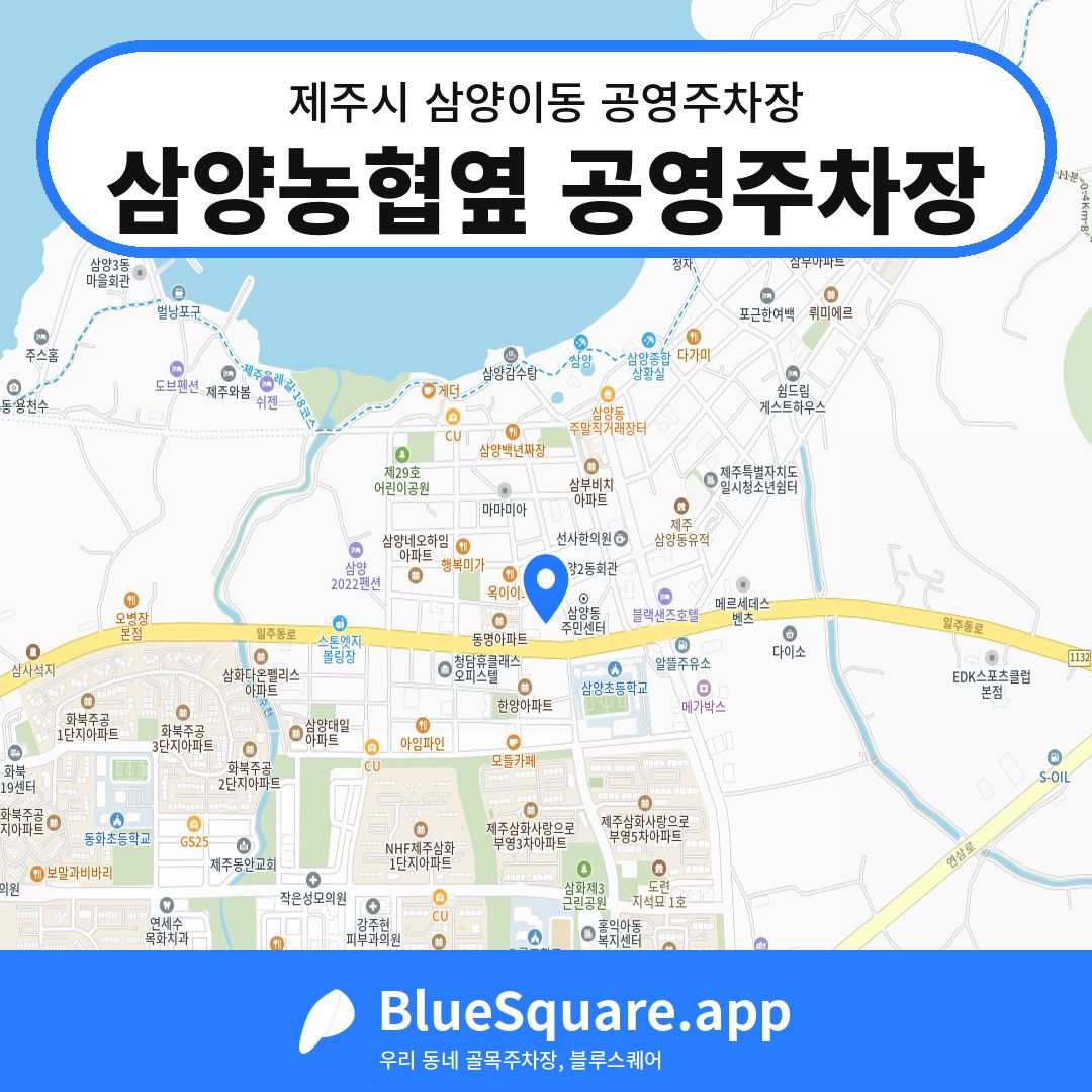 삼양농협옆 공영주차장 위치 지도 — 제주 제주시 삼양이동 | 블루스퀘어 주차