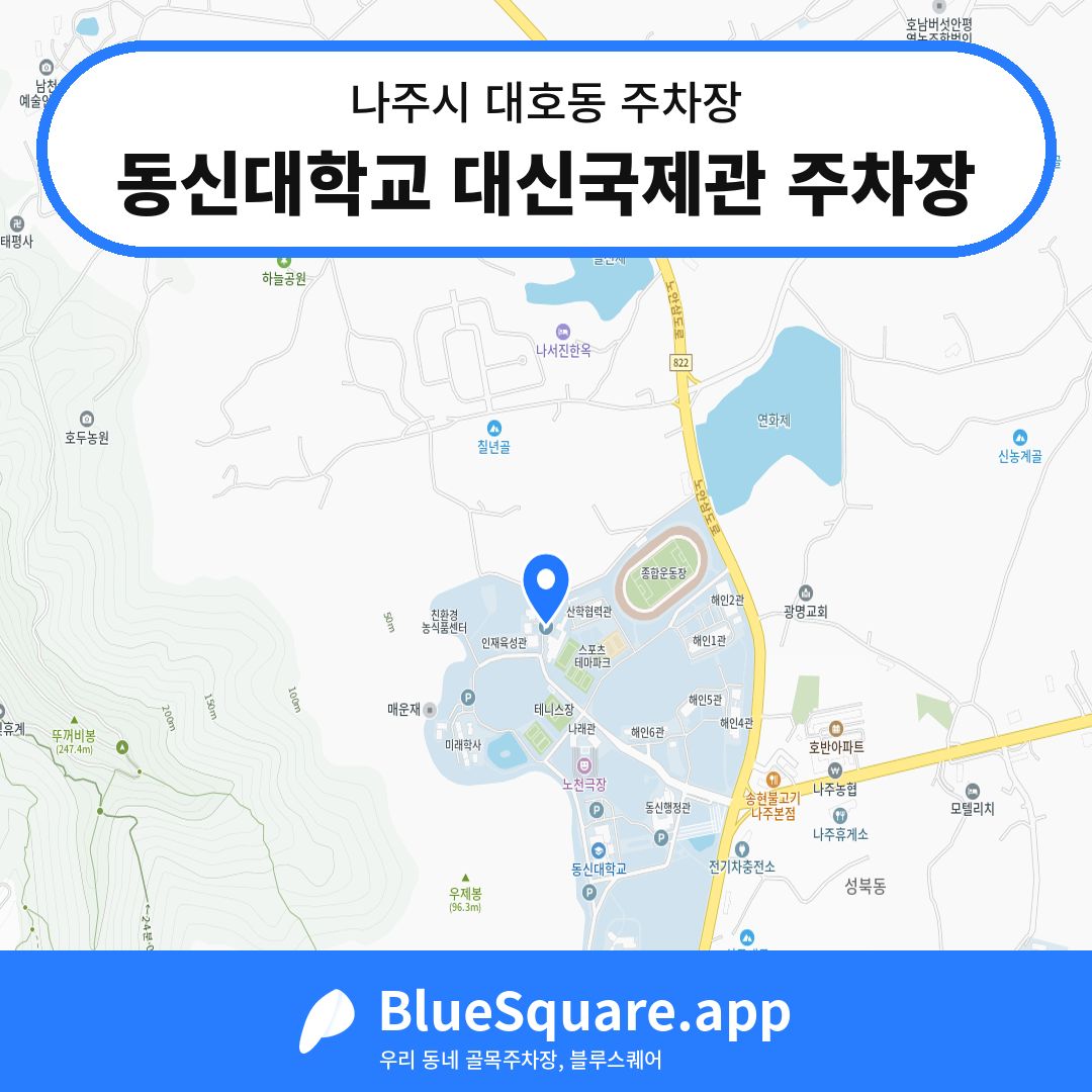 동신대학교 대신국제관 주차장 위치 지도 — 전남 나주시 대호동 | 블루스퀘어 주차