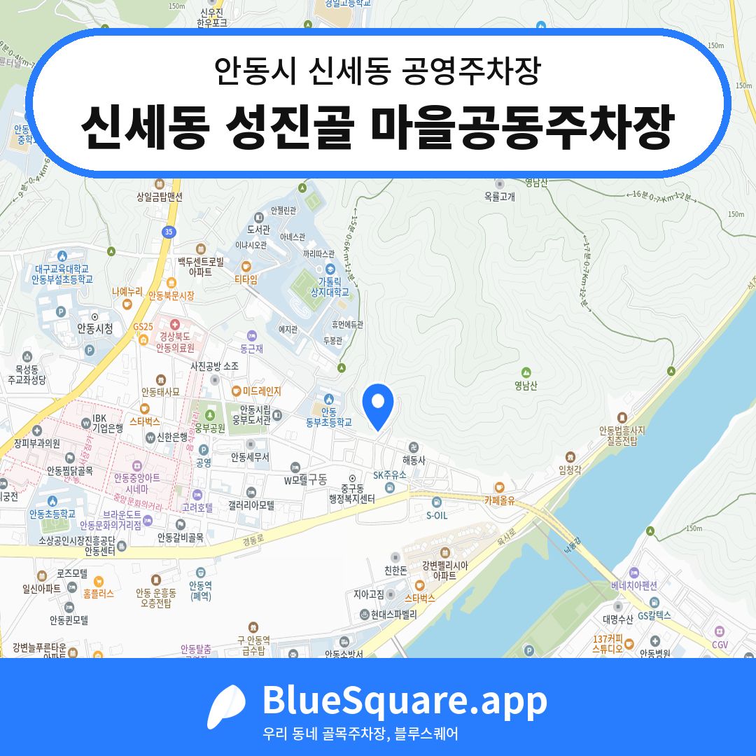 신세동 성진골 마을공동주차장 위치 지도 — 경북 안동시 신세동 | 블루스퀘어 주차